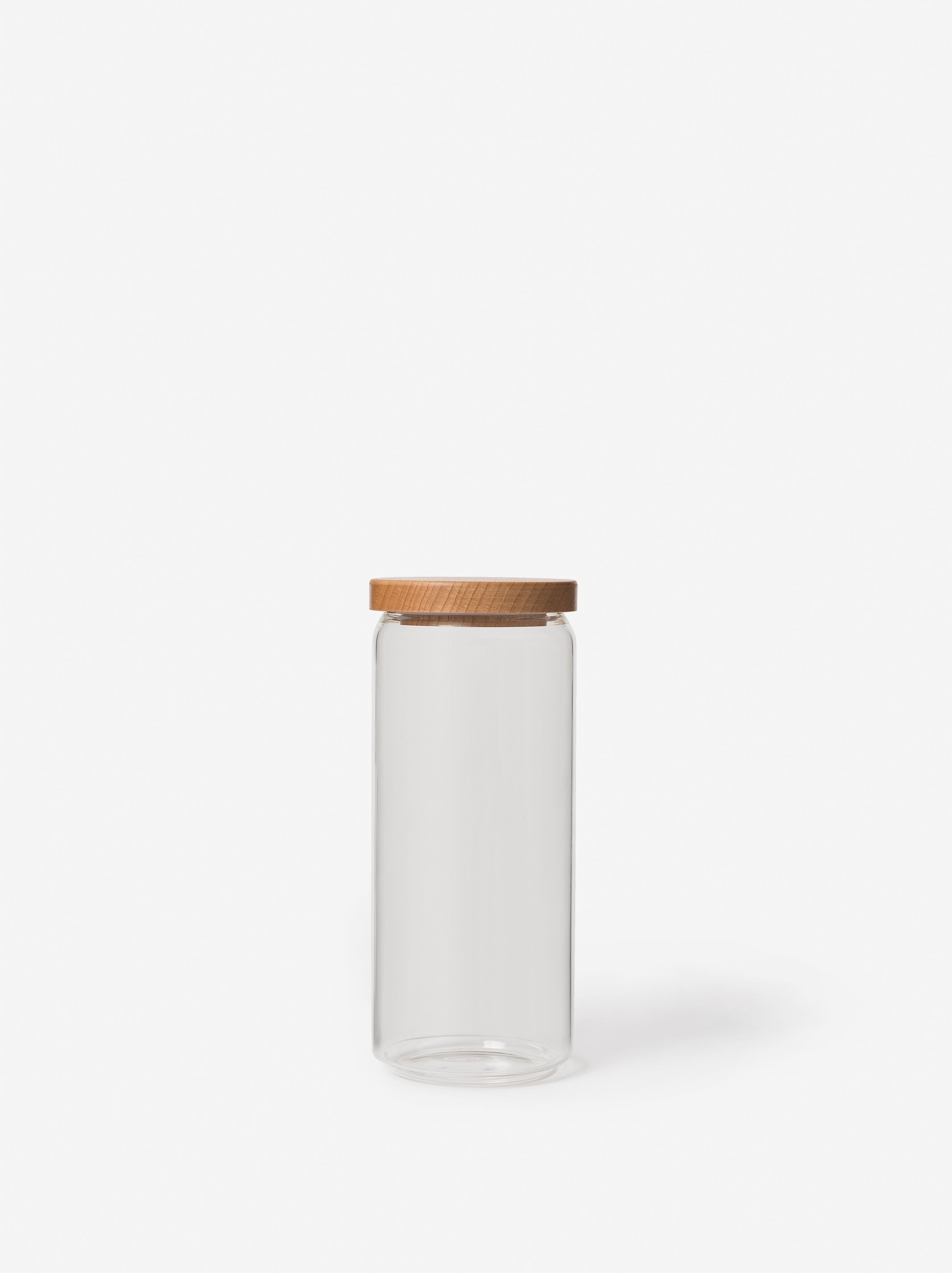 Storage Jar w/ Wooden Lid Clear/Natural / Medium