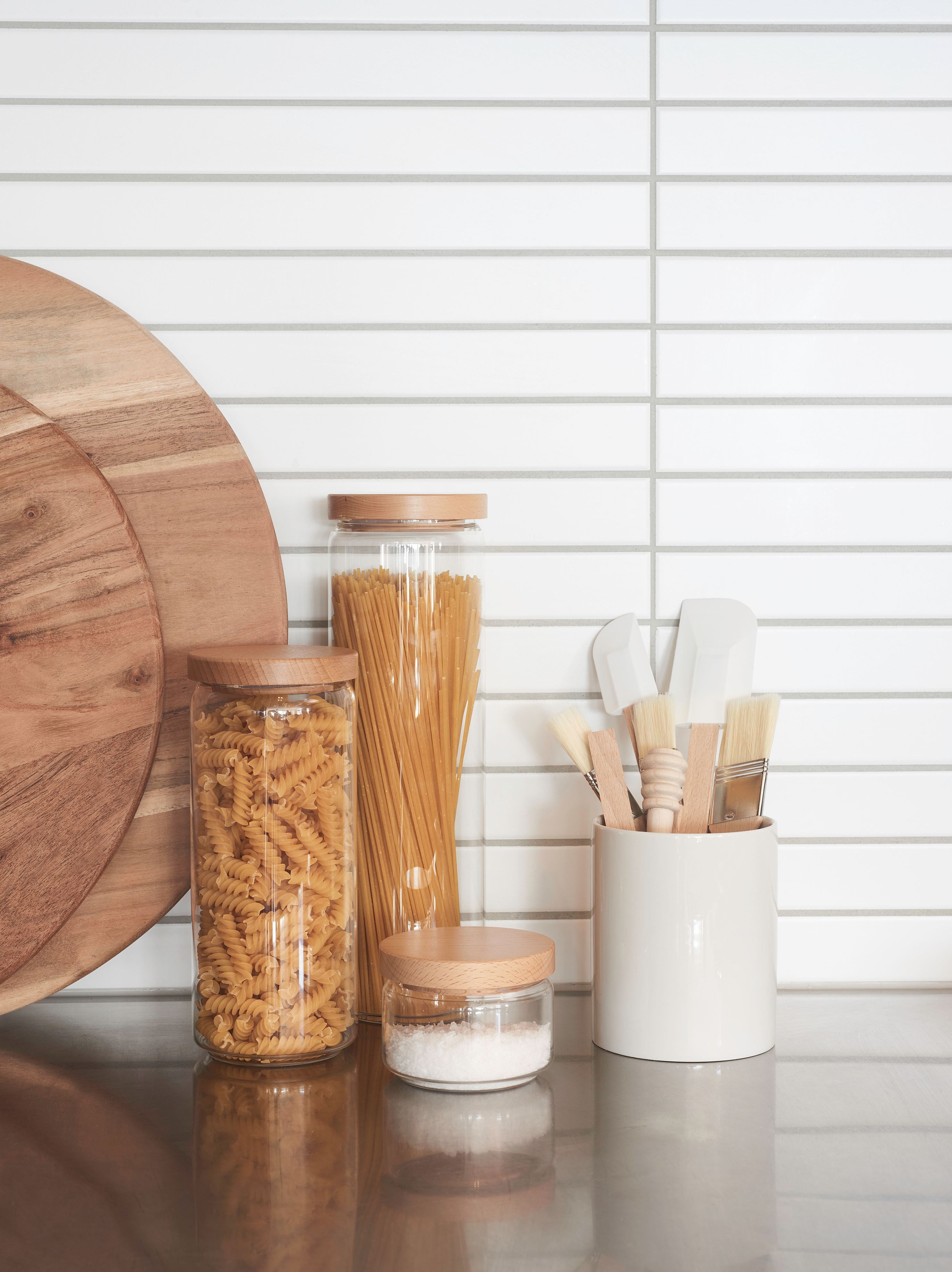 Storage Jar w/ Wooden Lid Clear/Natural / Medium