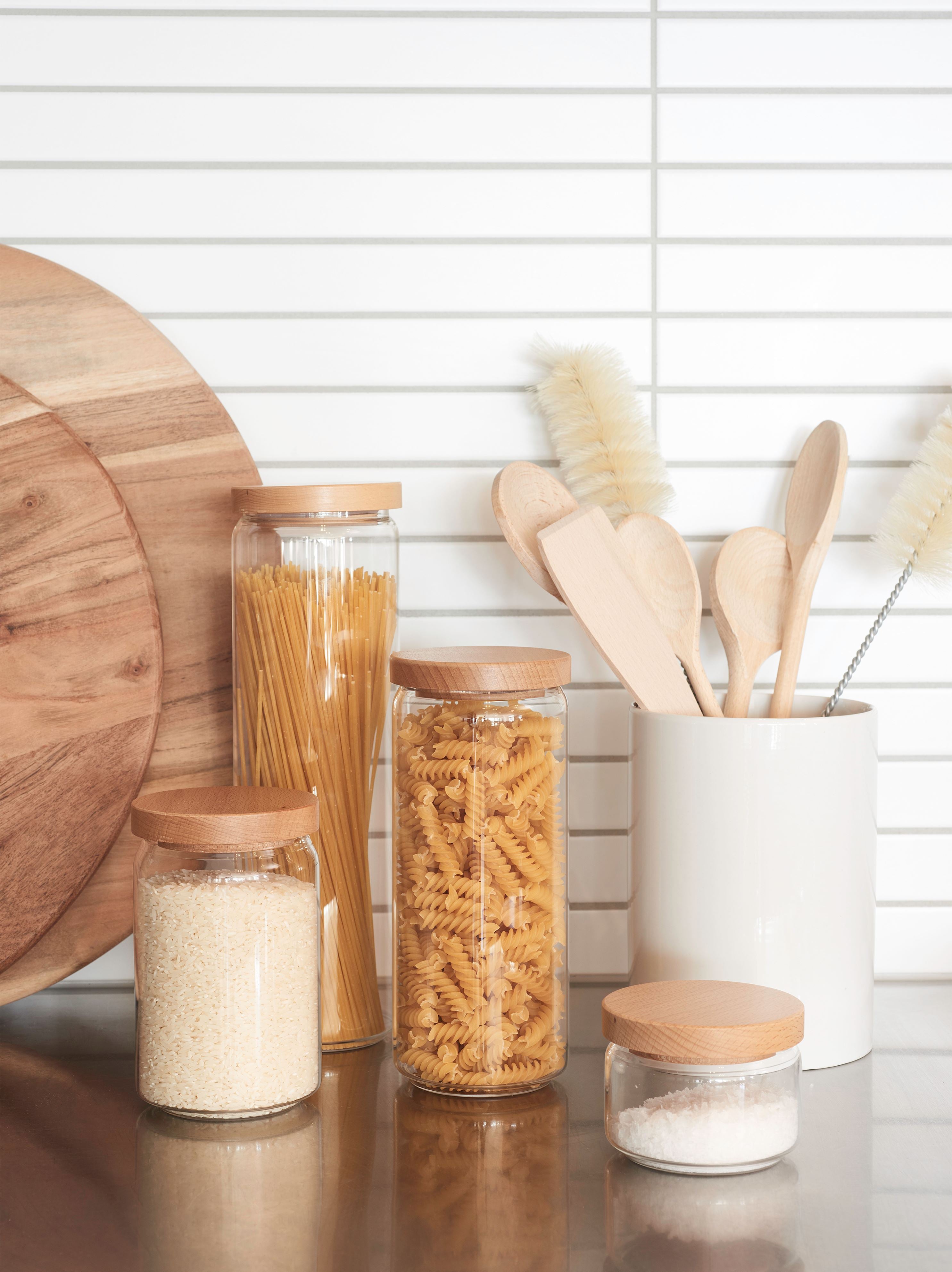 Storage Jar w/ Wooden Lid Clear/Natural / Small