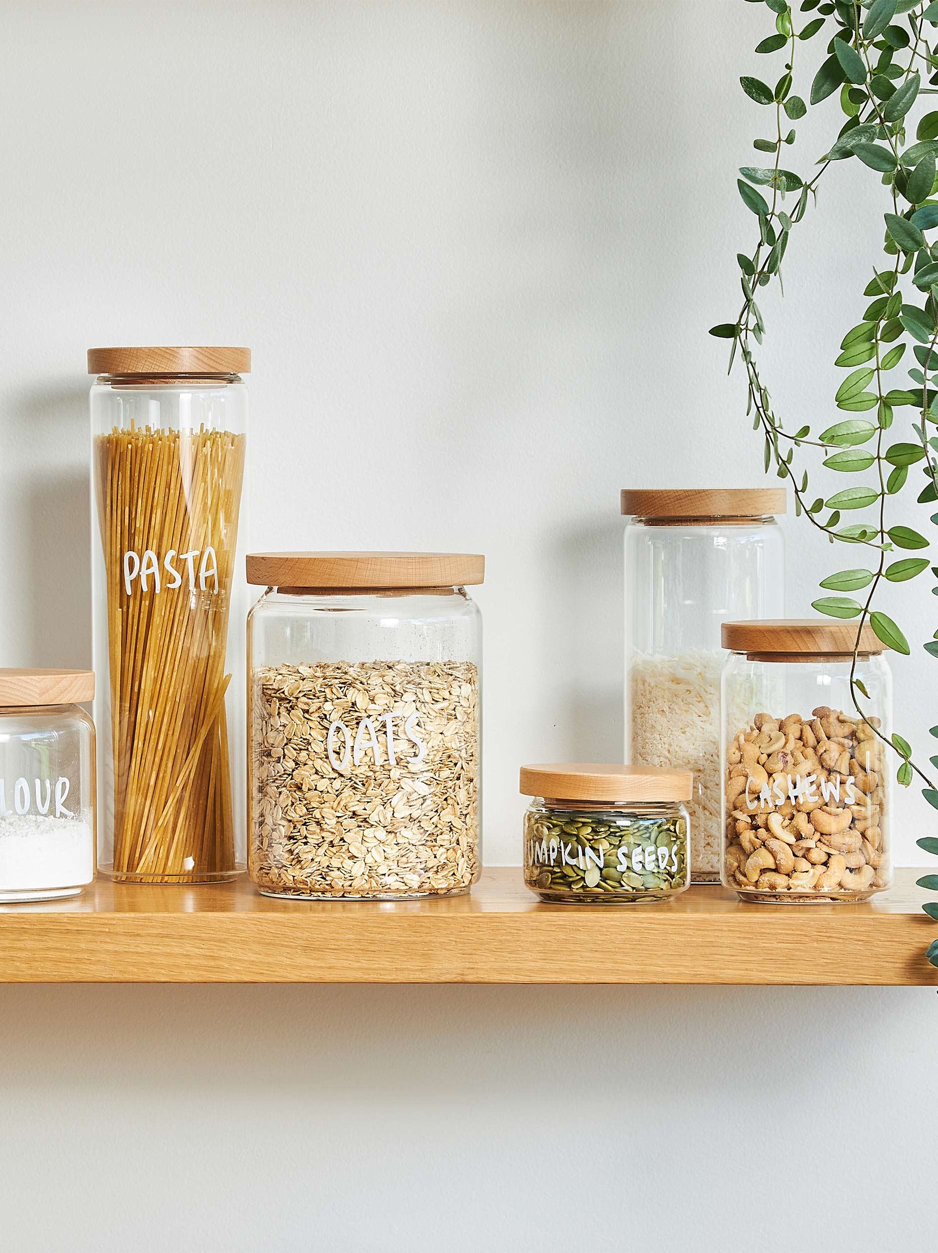 Storage Jar w/ Wooden Lid Clear/Natural / Large