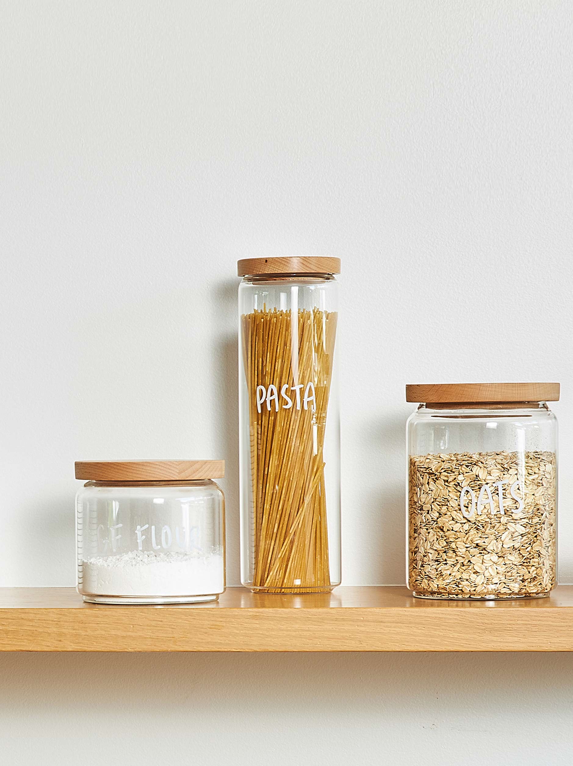 Storage Jar w/ Wooden Lid Clear/Natural / Small