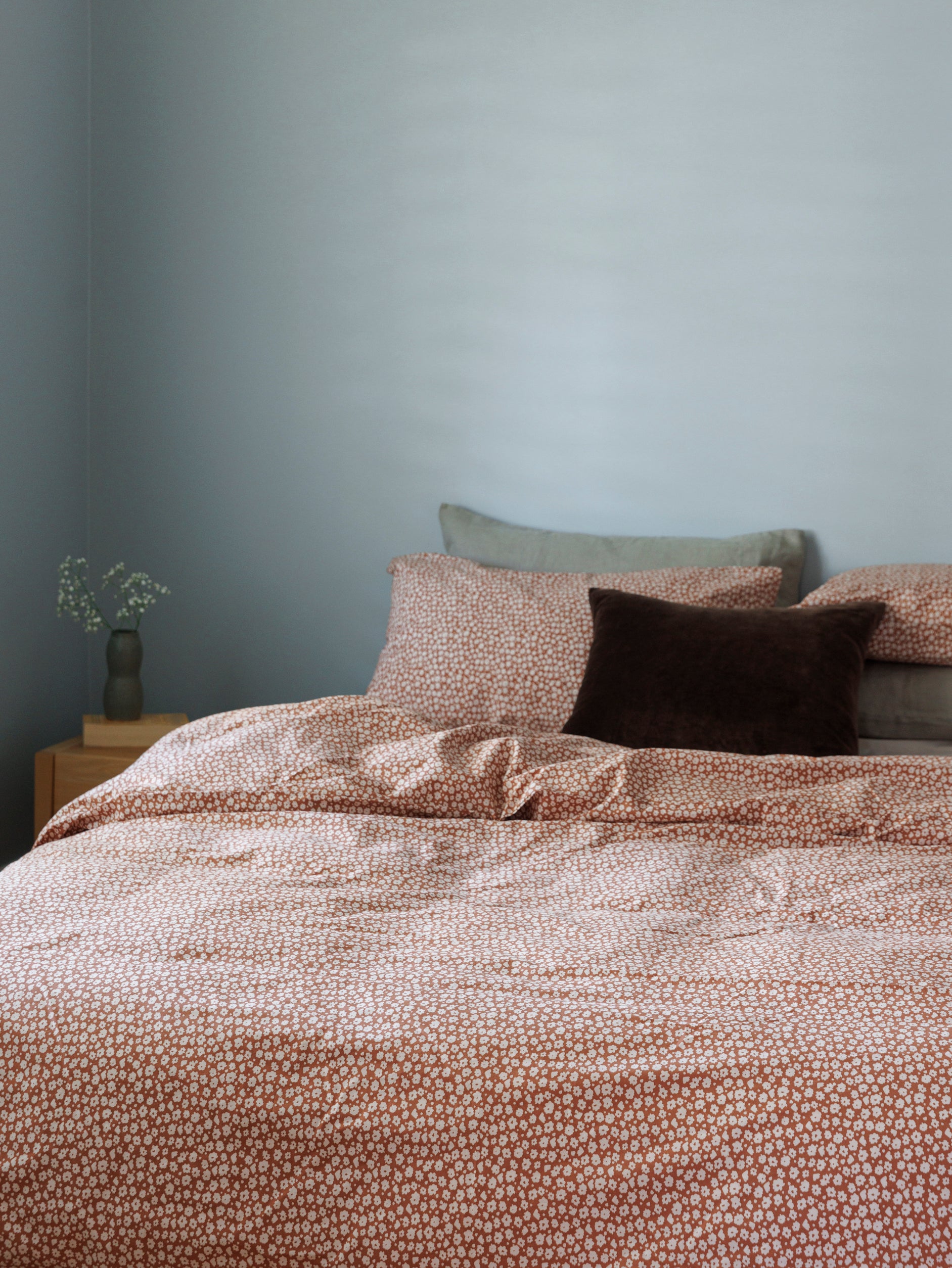 Forget Me Not Organic Cotton Duvet Cover Toffee/Nougat / Queen