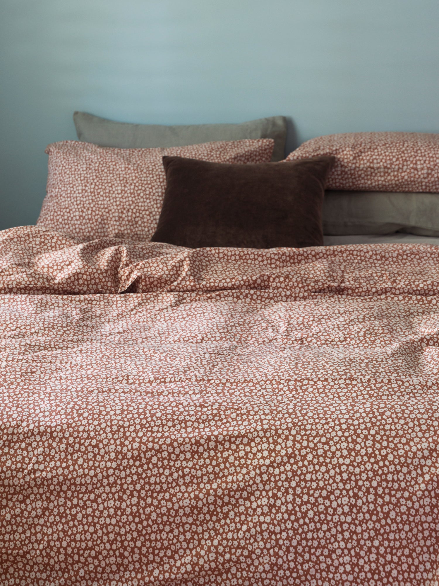 Forget Me Not Organic Cotton Duvet Cover Toffee/Nougat / Queen