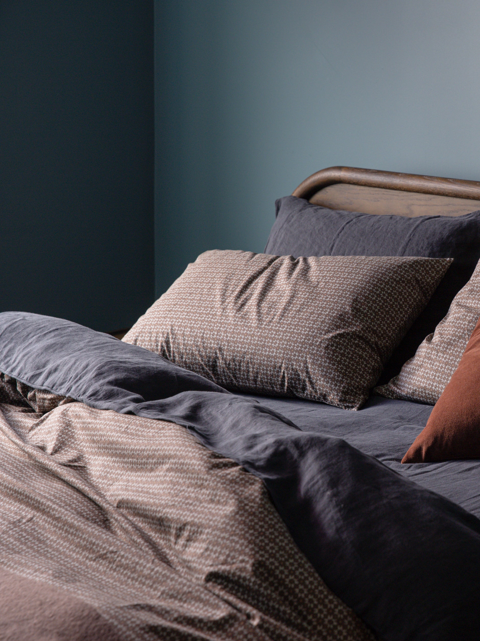 Porto Organic Cotton Duvet Cover Cocoa/Miso / Queen