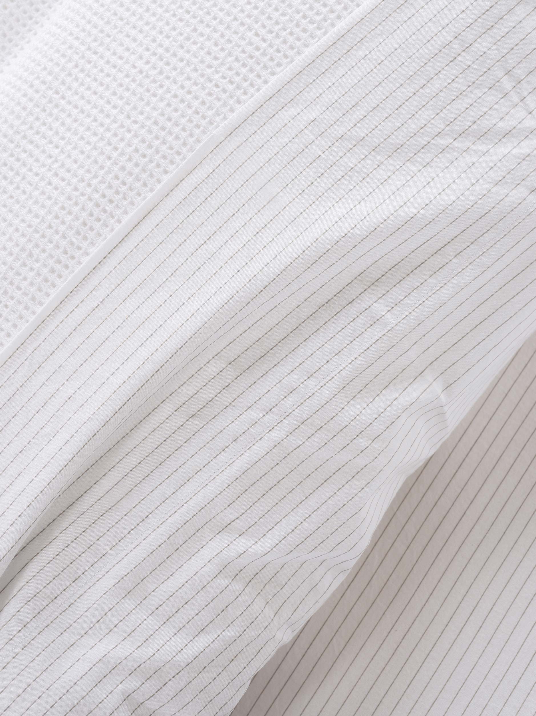 Pinstripe Organic Cotton Flat Sheet White/Grey / King