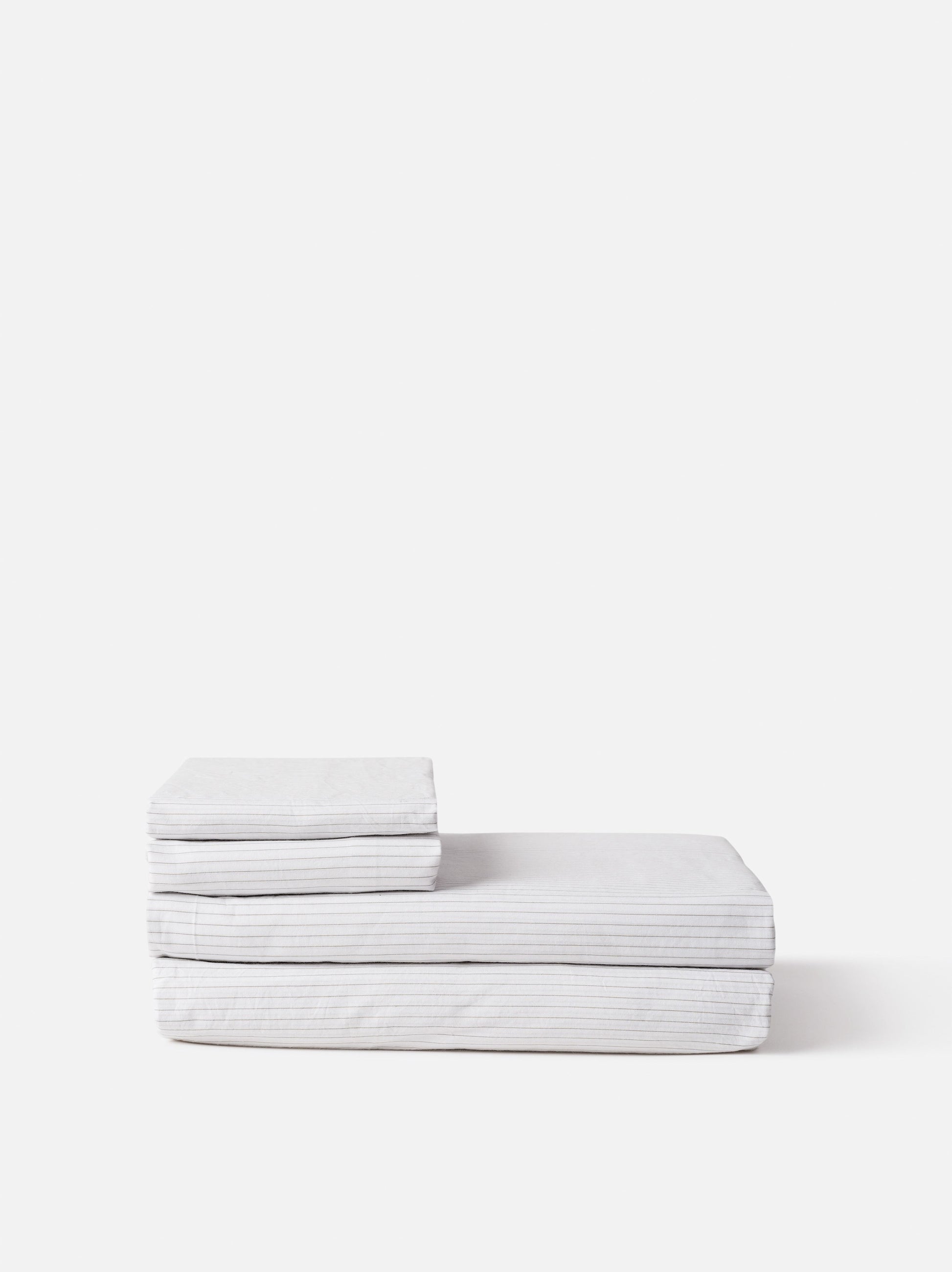 Pinstripe Organic Cotton Flat Sheet White/Grey / Super King