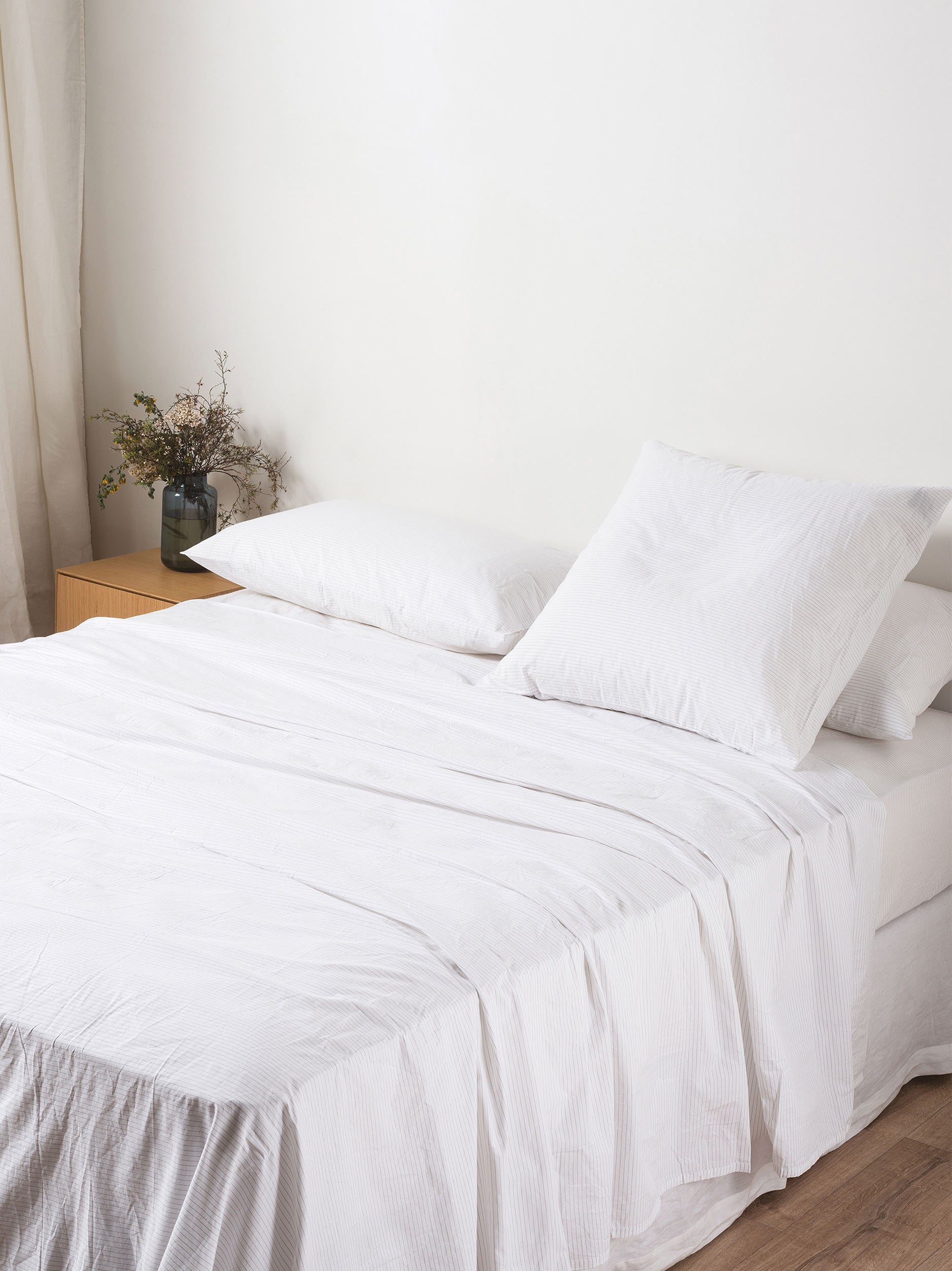 Pinstripe Organic Cotton Euro Pillowcase White/Grey / Euro Pillowcase