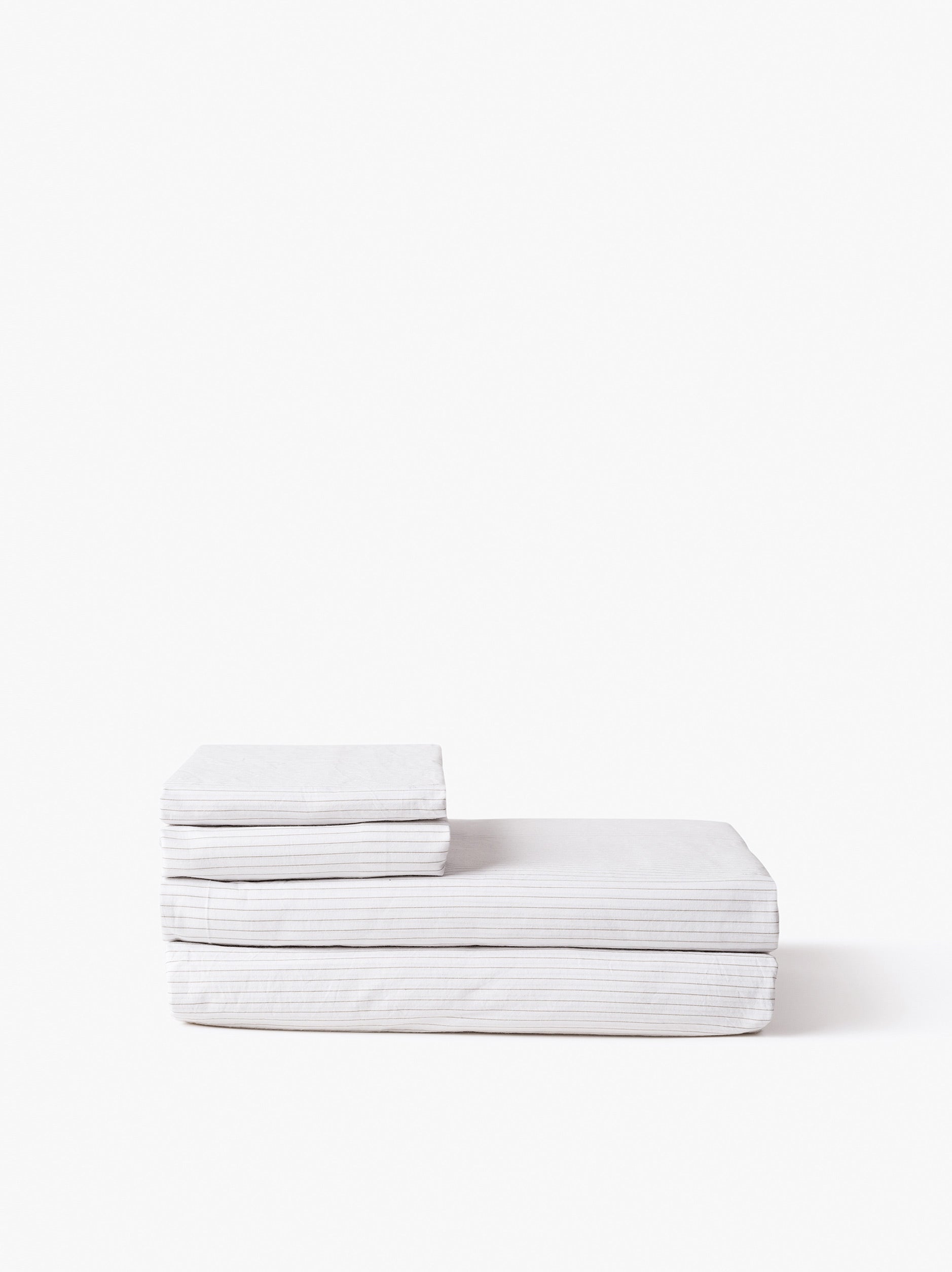 Pinstripe Organic Cotton Fitted Sheet White/Grey / Super King