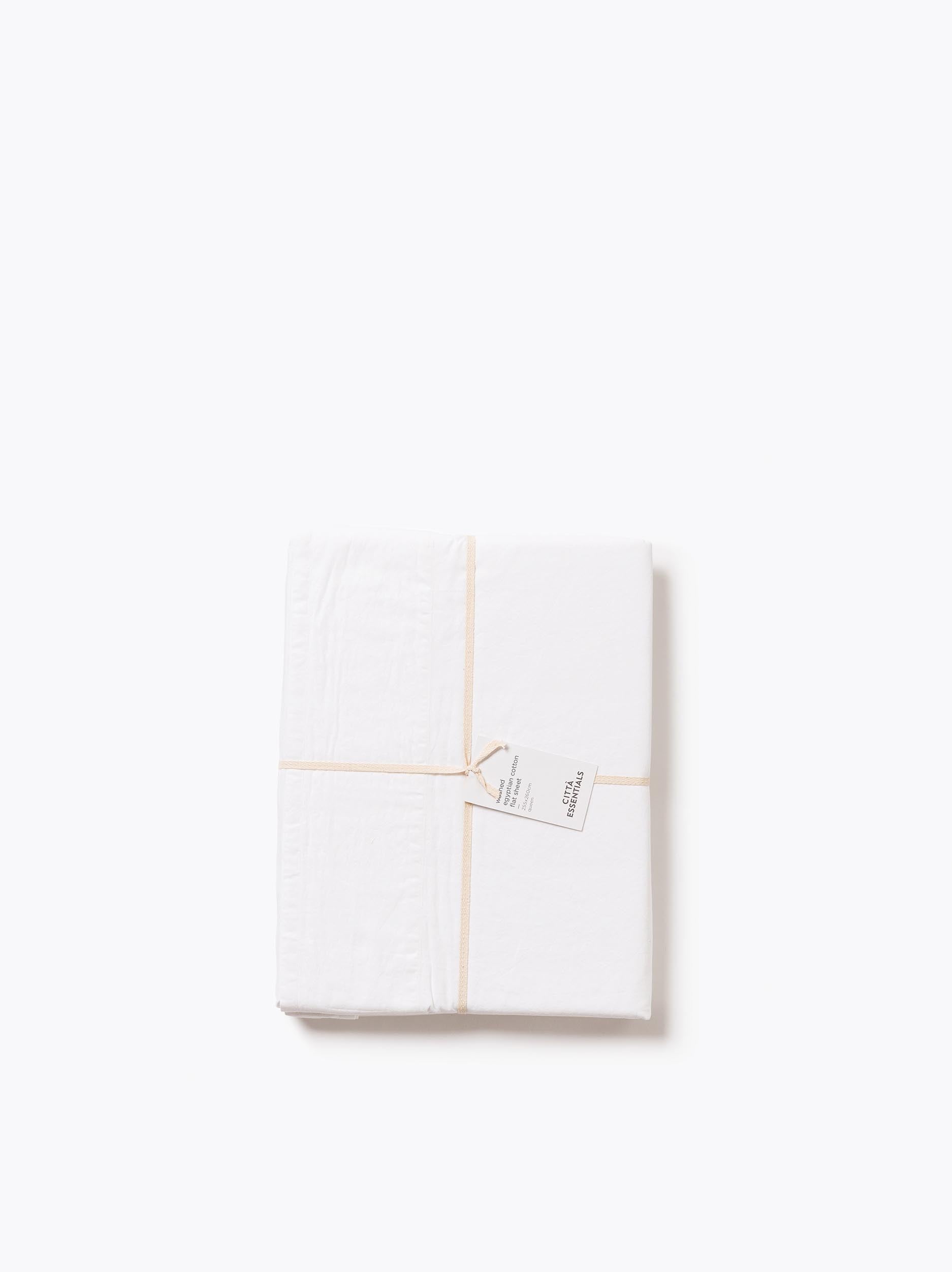 Washed Egyptian Cotton Flat Sheet White / King