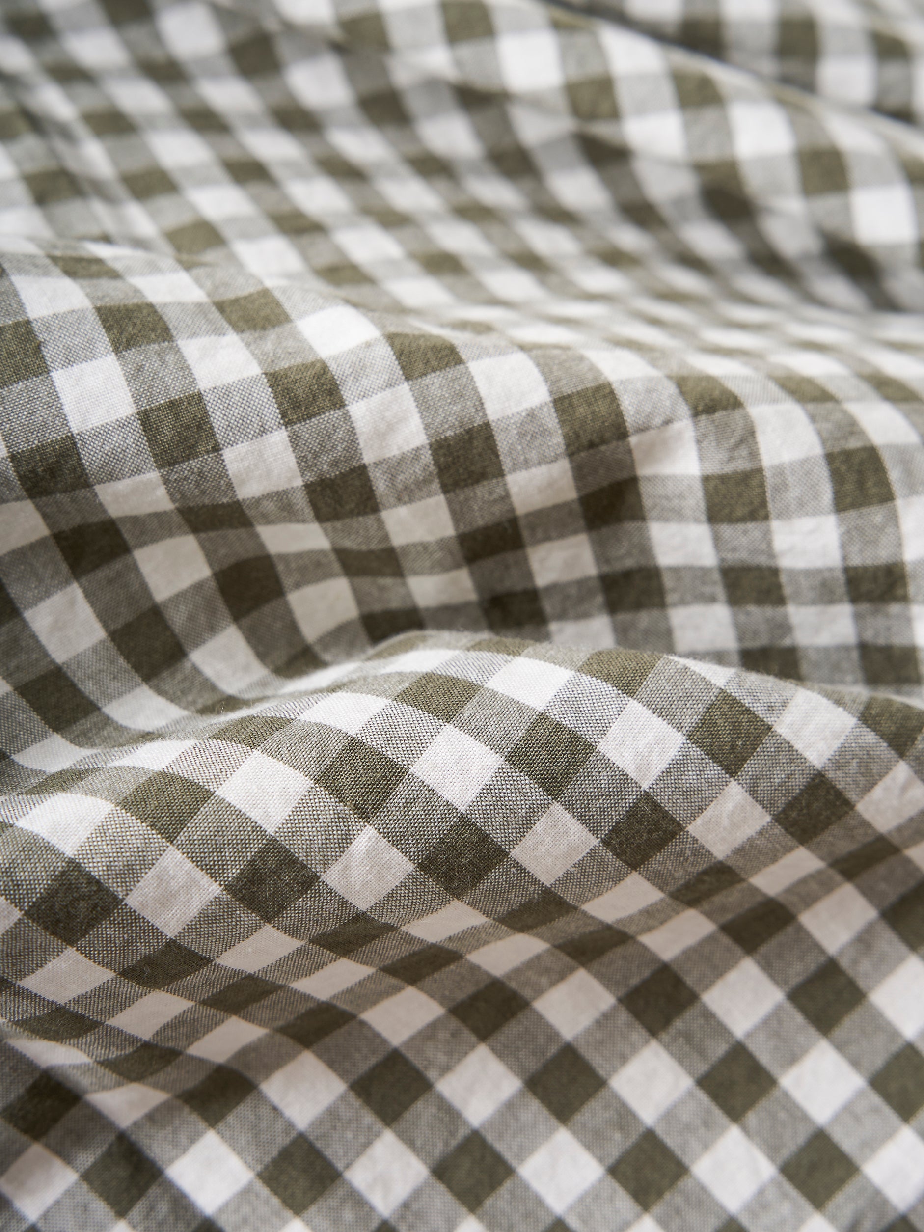 Gingham Organic Cotton Duvet Cover Olive / King