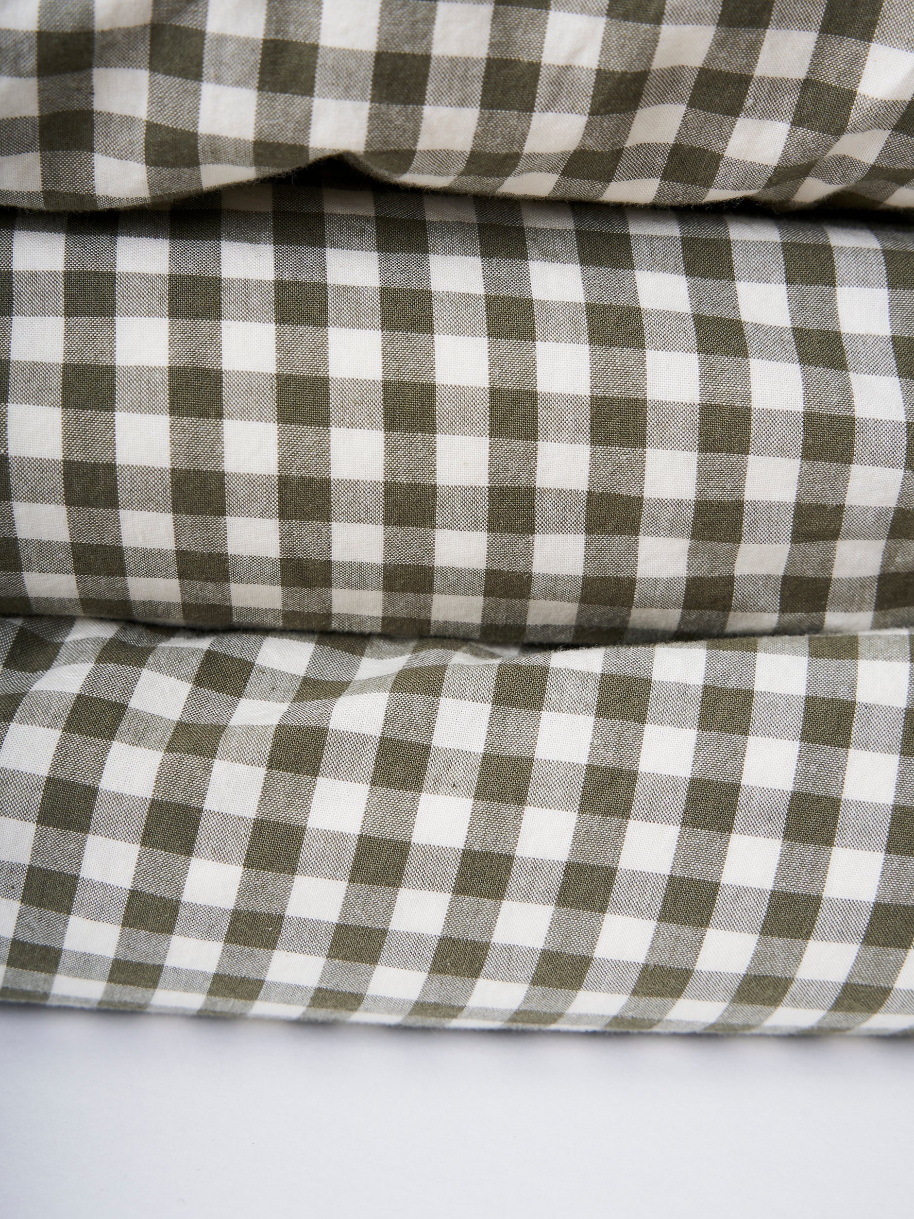 Gingham Organic Cotton Duvet Cover Olive / Queen