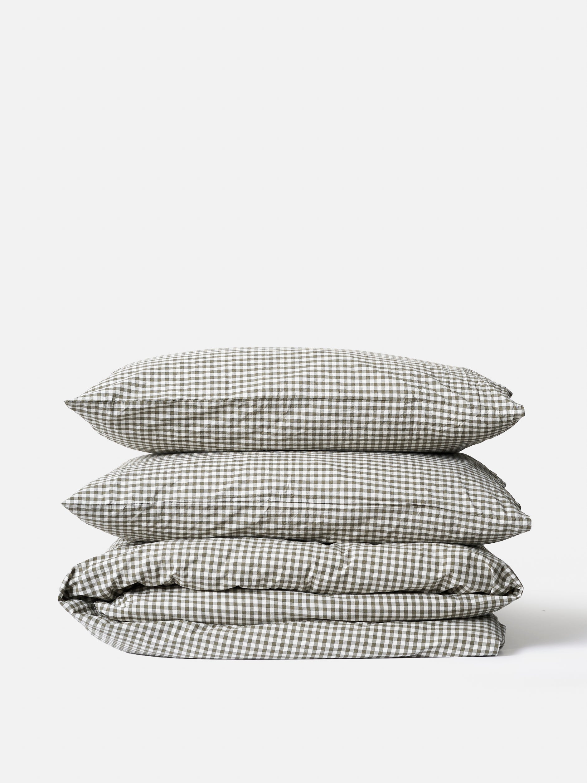 Gingham Organic Cotton Duvet Cover Olive / Super King