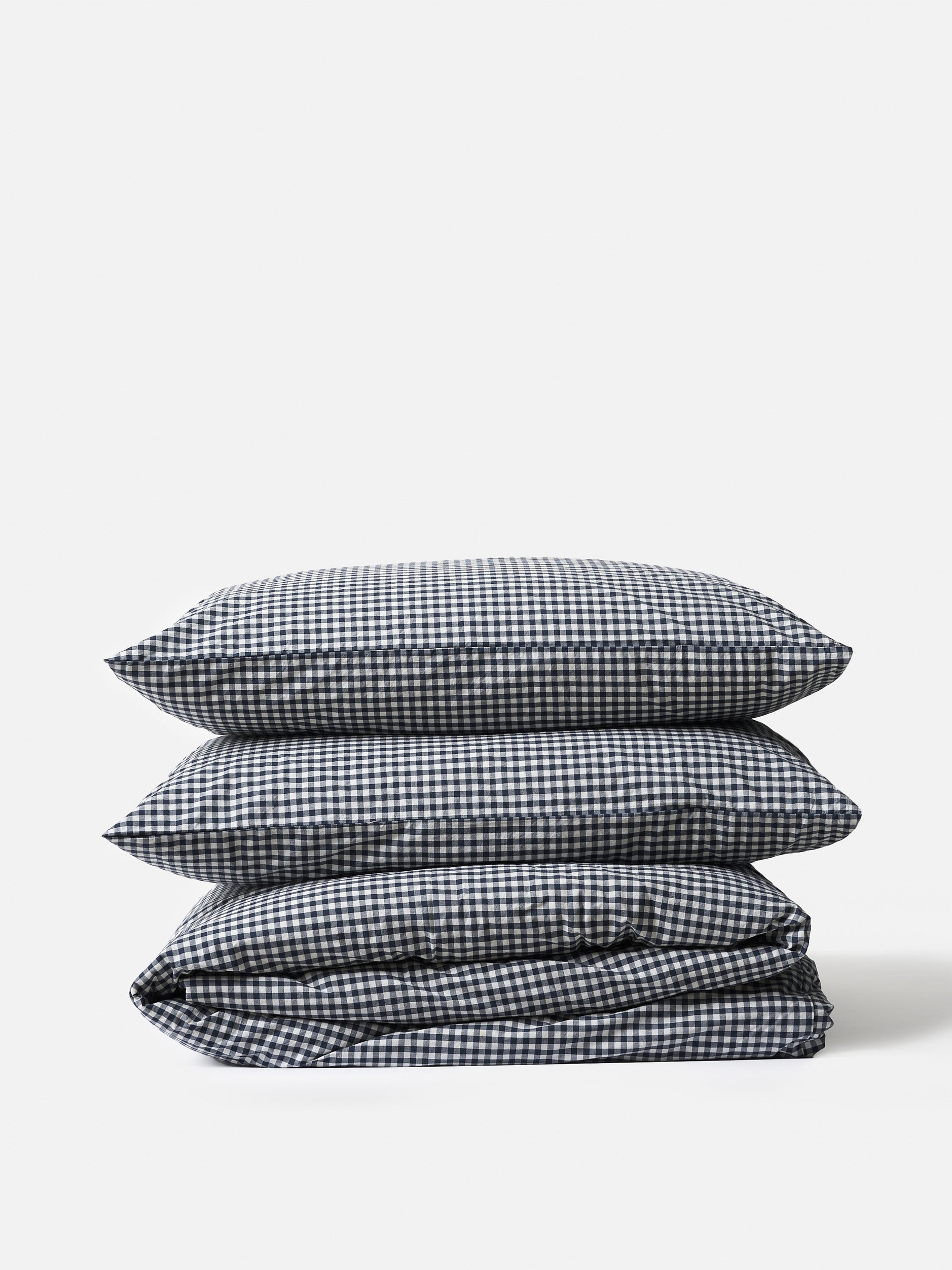 Gingham Organic Cotton Duvet Cover Navy / King Single/Double