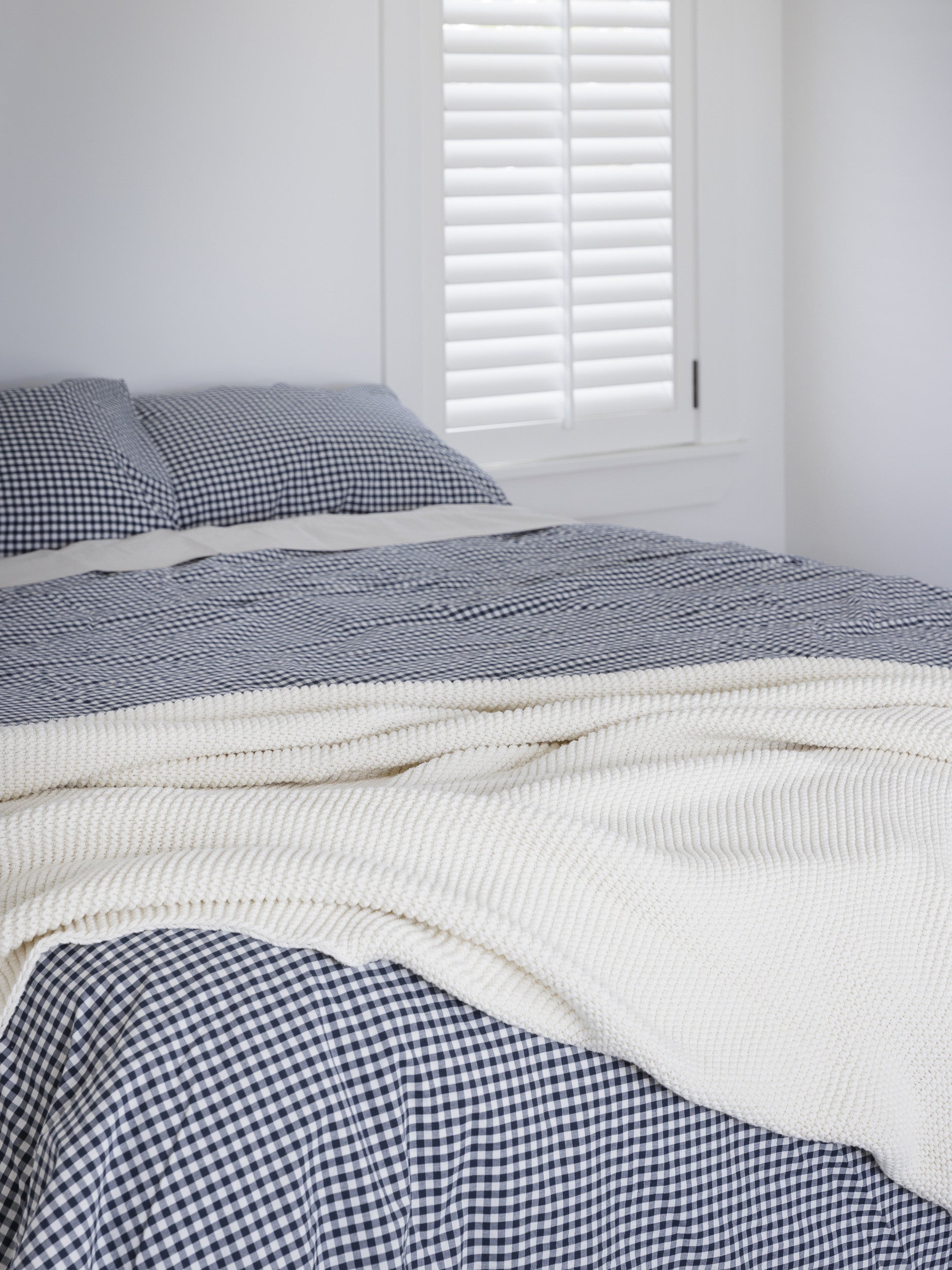 Gingham Organic Cotton Duvet Cover Navy / Super King