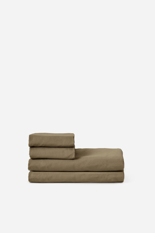 Classic Organic Cotton Flat Sheet Olive / King Single
