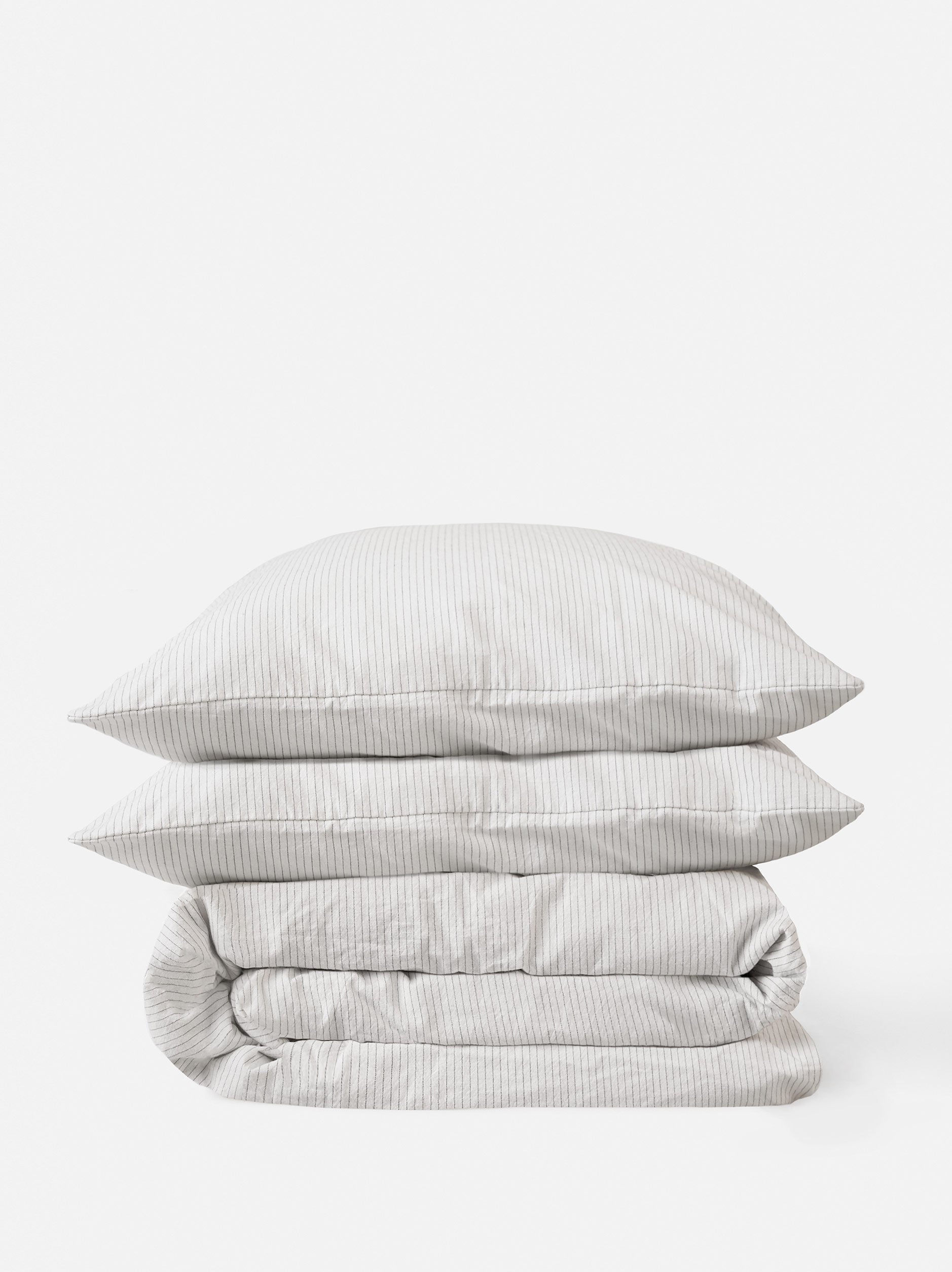 Pinstripe Duvet Cover White/Charcoal / King