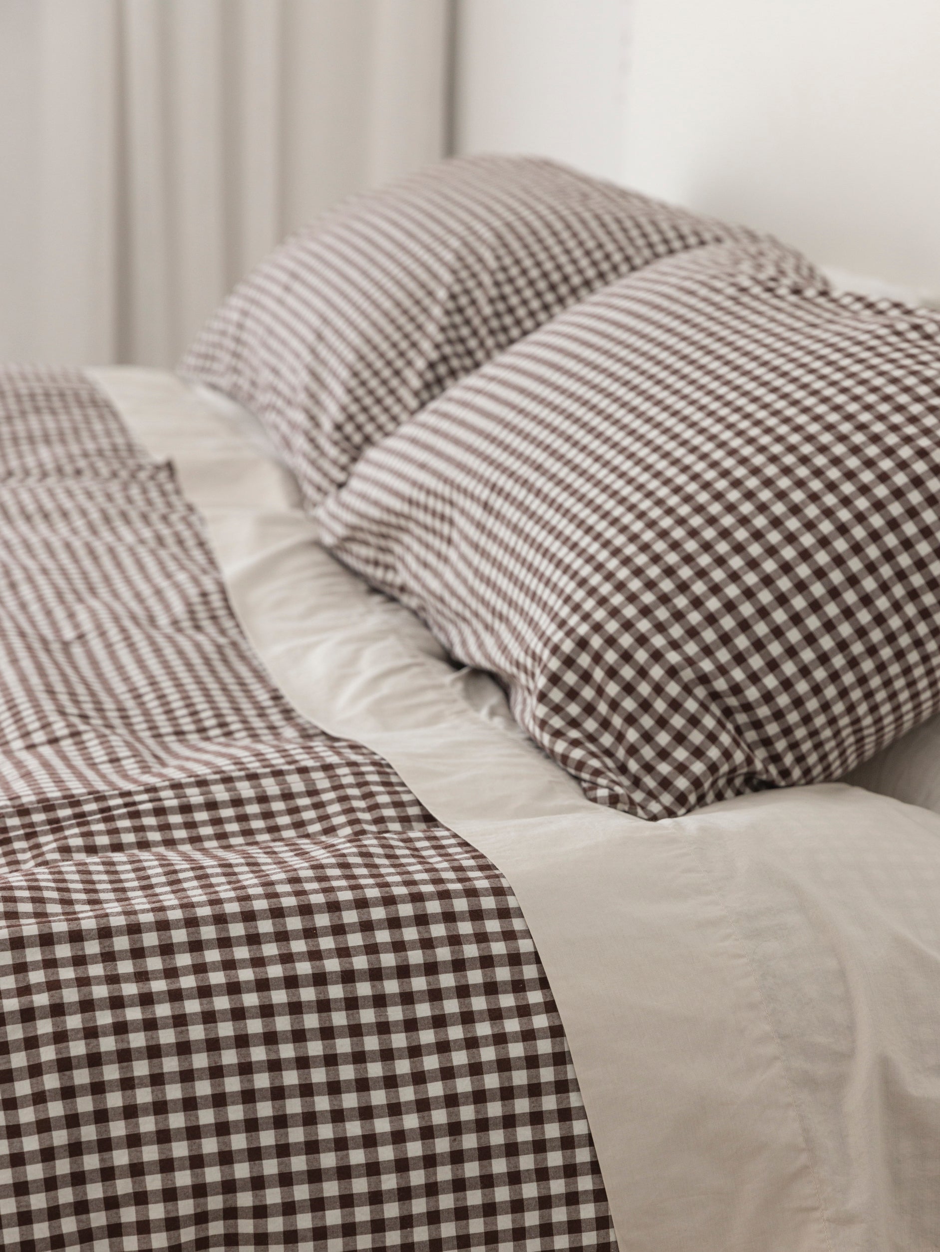 Gingham Organic Cotton Duvet Cover Cocoa / Queen