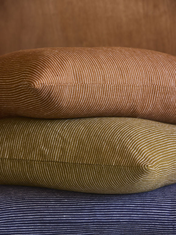 Fine Striped Linen Cushion Cover Orange Peel / 55x55cm