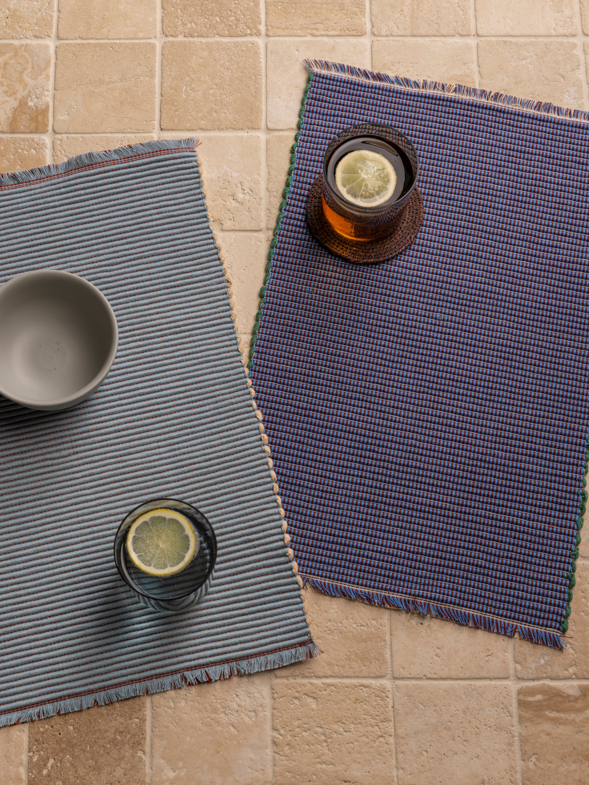 Albers Striped Placemat Cherry/Powder Blue / One Size