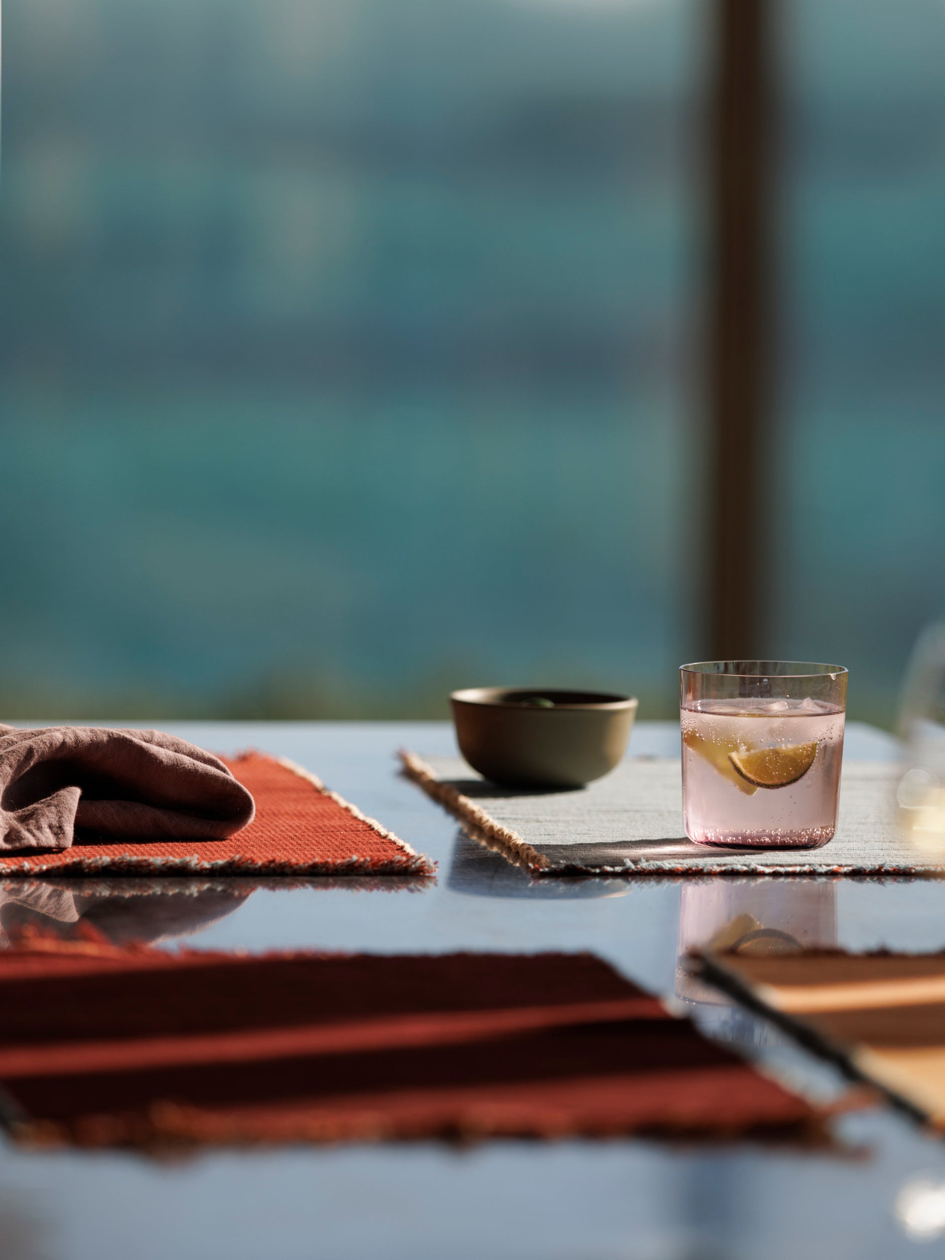 Albers Striped Placemat Cherry/Powder Blue / One Size