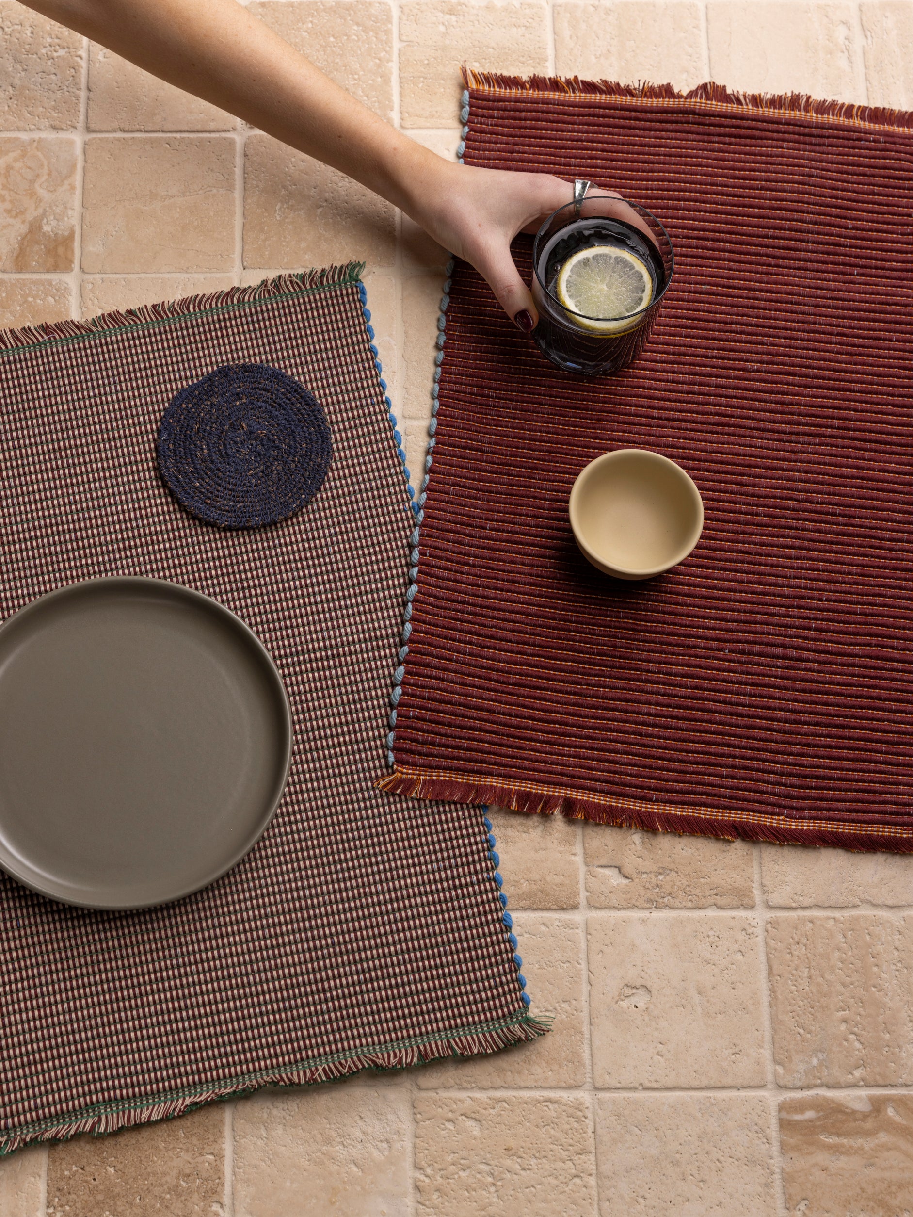 Albers Striped Placemat Saffron/Merlot / One Size