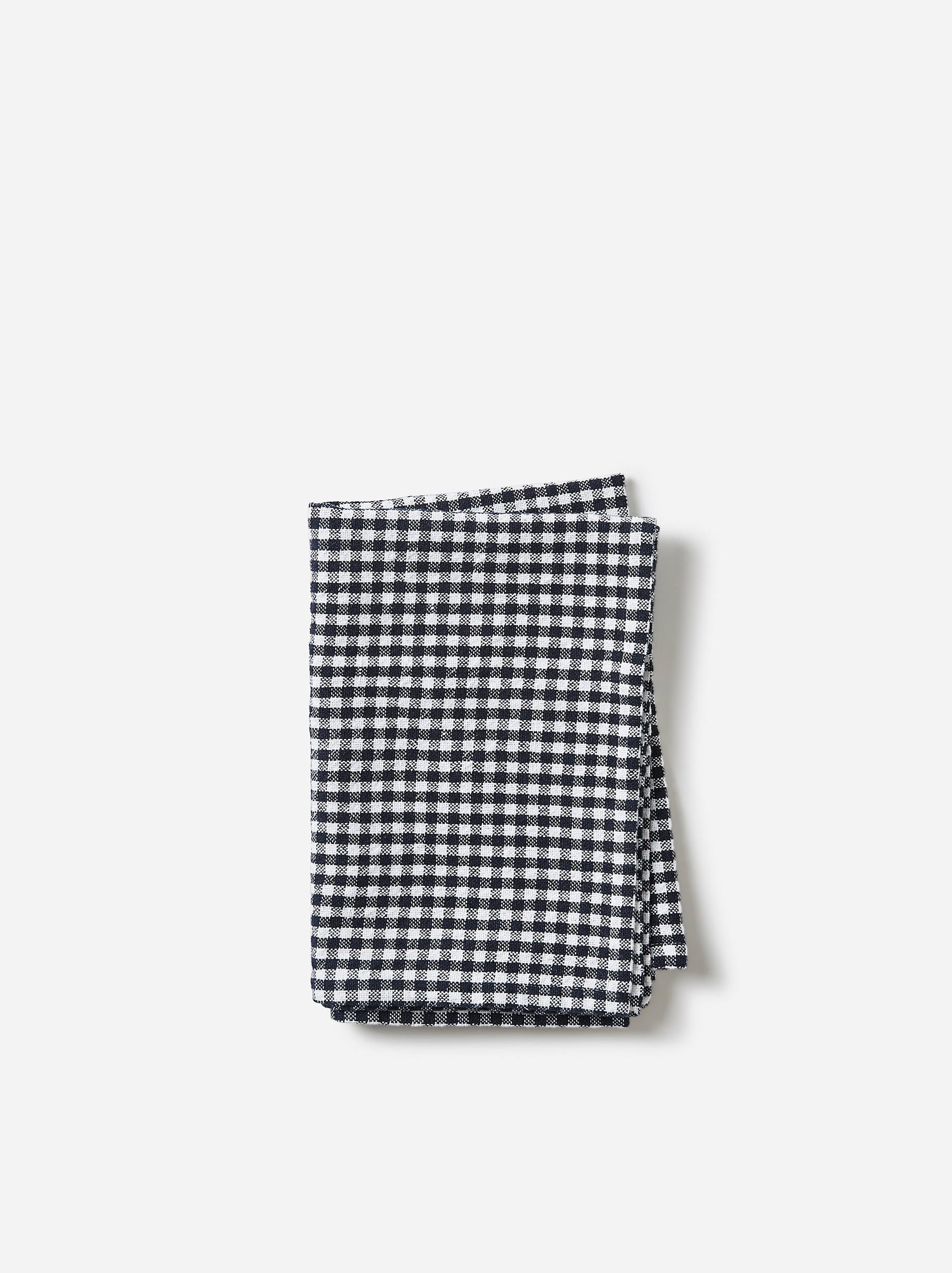 Gingham Washed Cotton Tea Towel Navy / 50x70cm