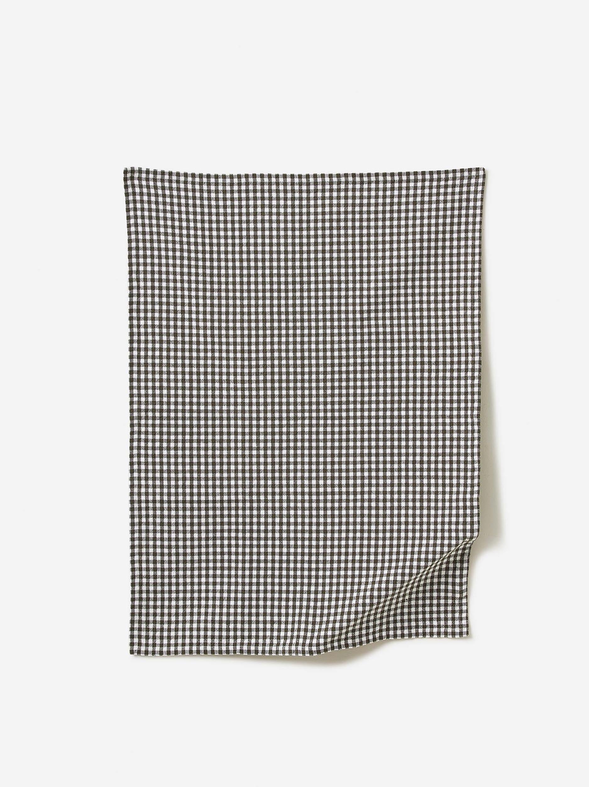 Gingham Washed Cotton Tea Towel Olive / 50x70cm