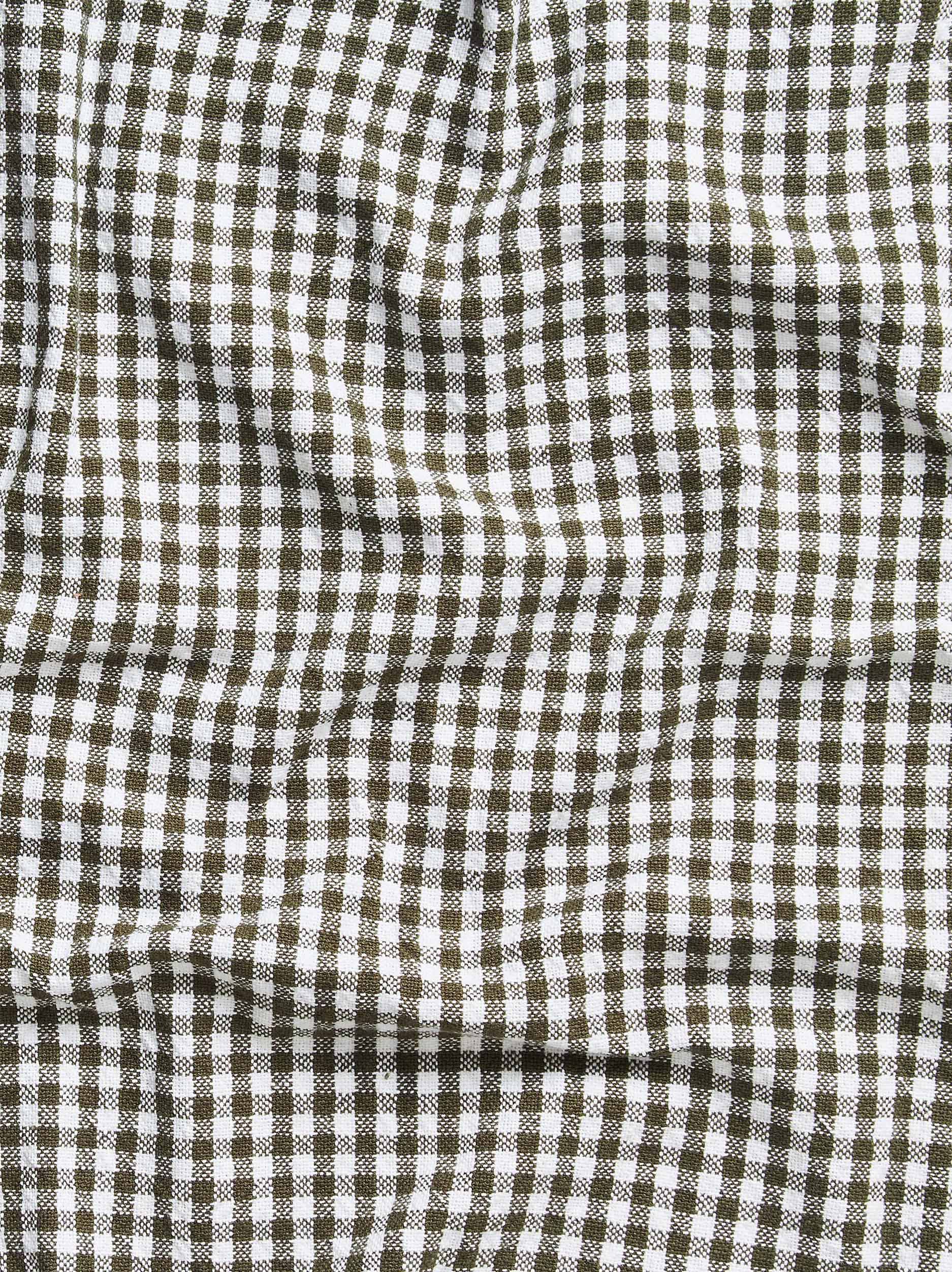 Gingham Washed Cotton Tea Towel Olive / 50x70cm