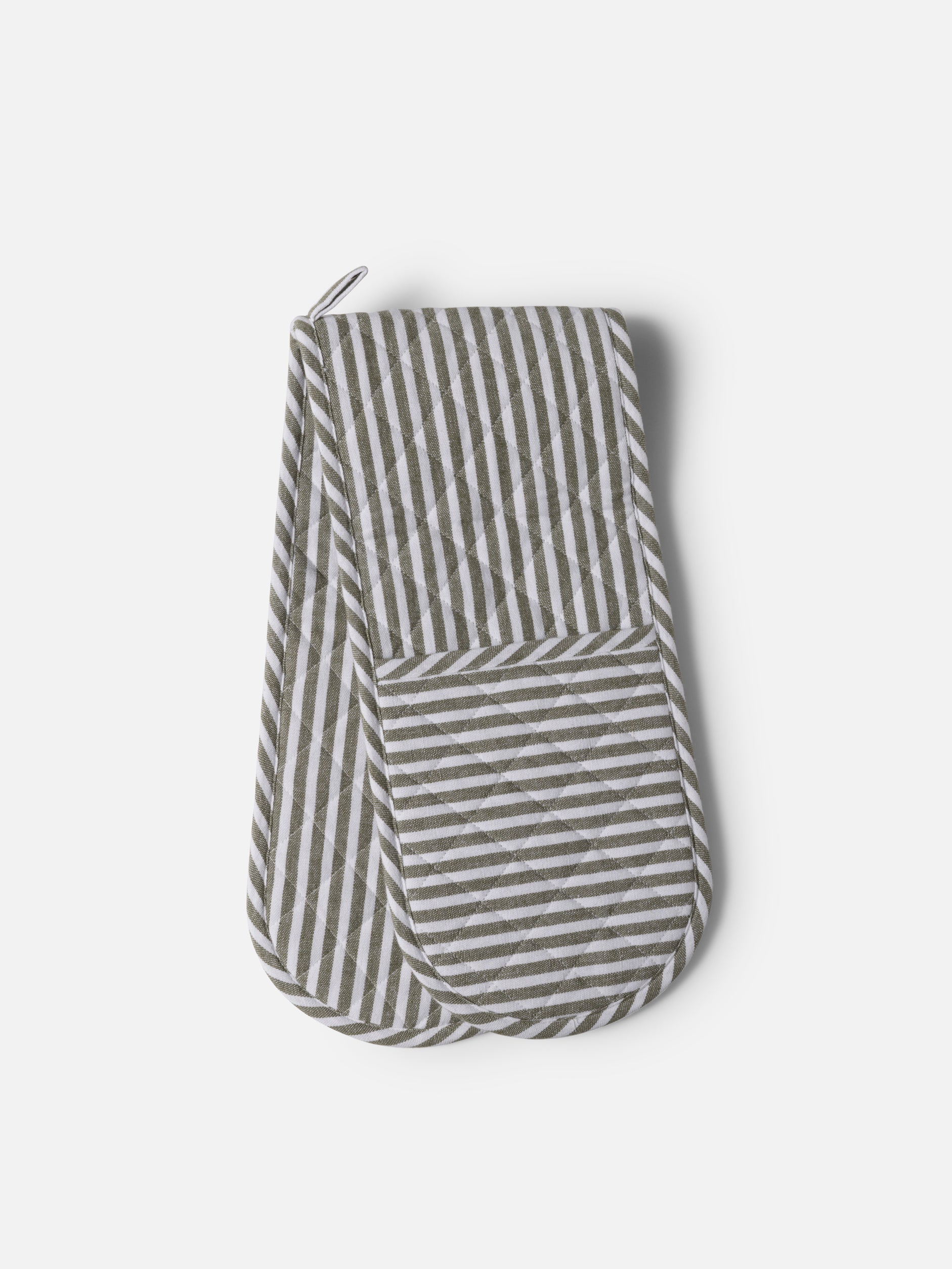 Classic Stripe Double Oven Glove Olive/White / One Size
