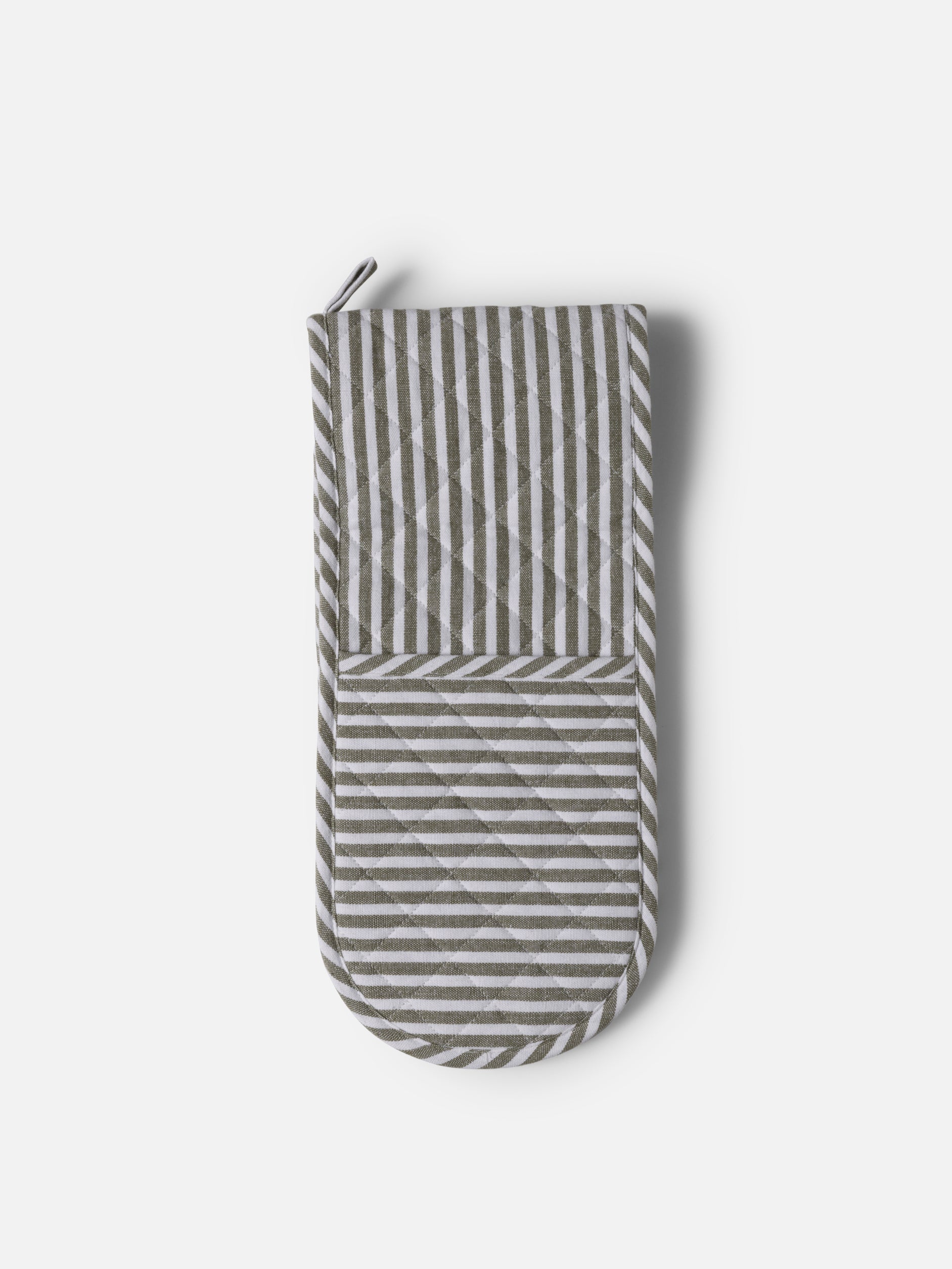 Classic Stripe Double Oven Glove Olive/White / One Size