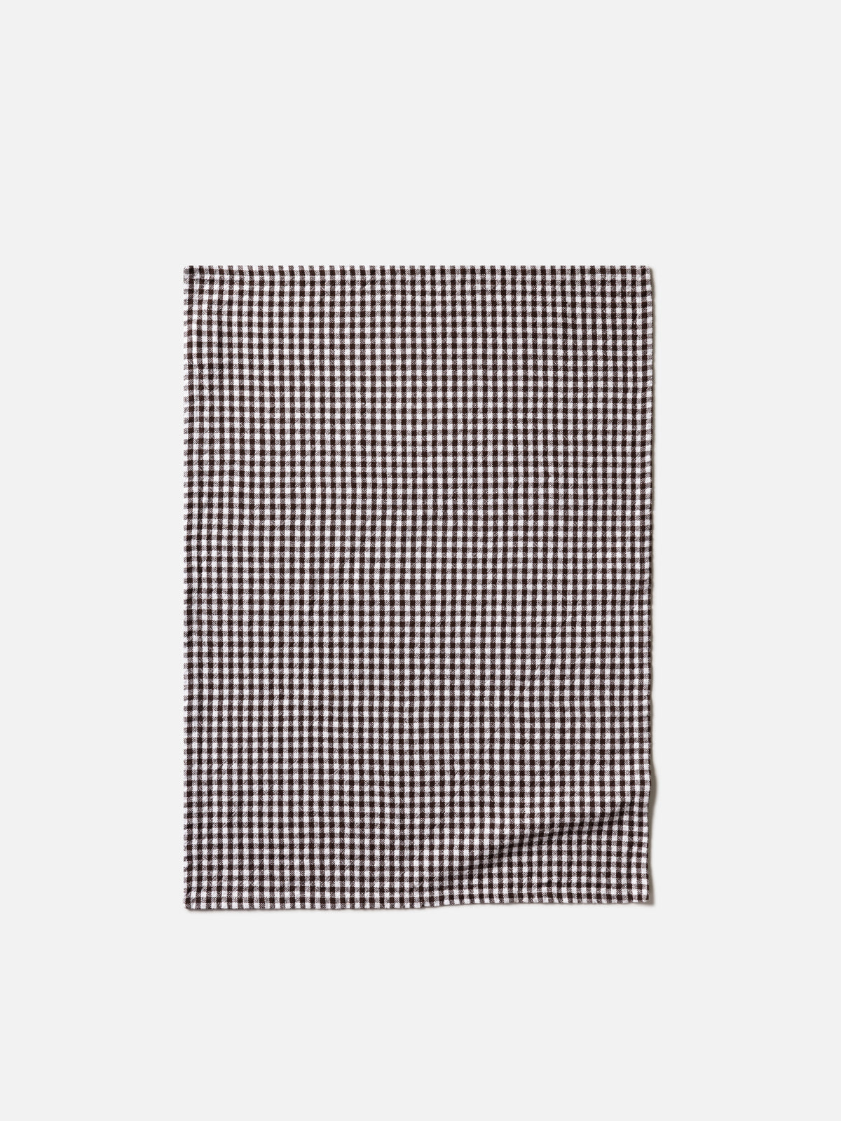 Gingham Washed Cotton Tea Towel Cocoa / 50x70cm