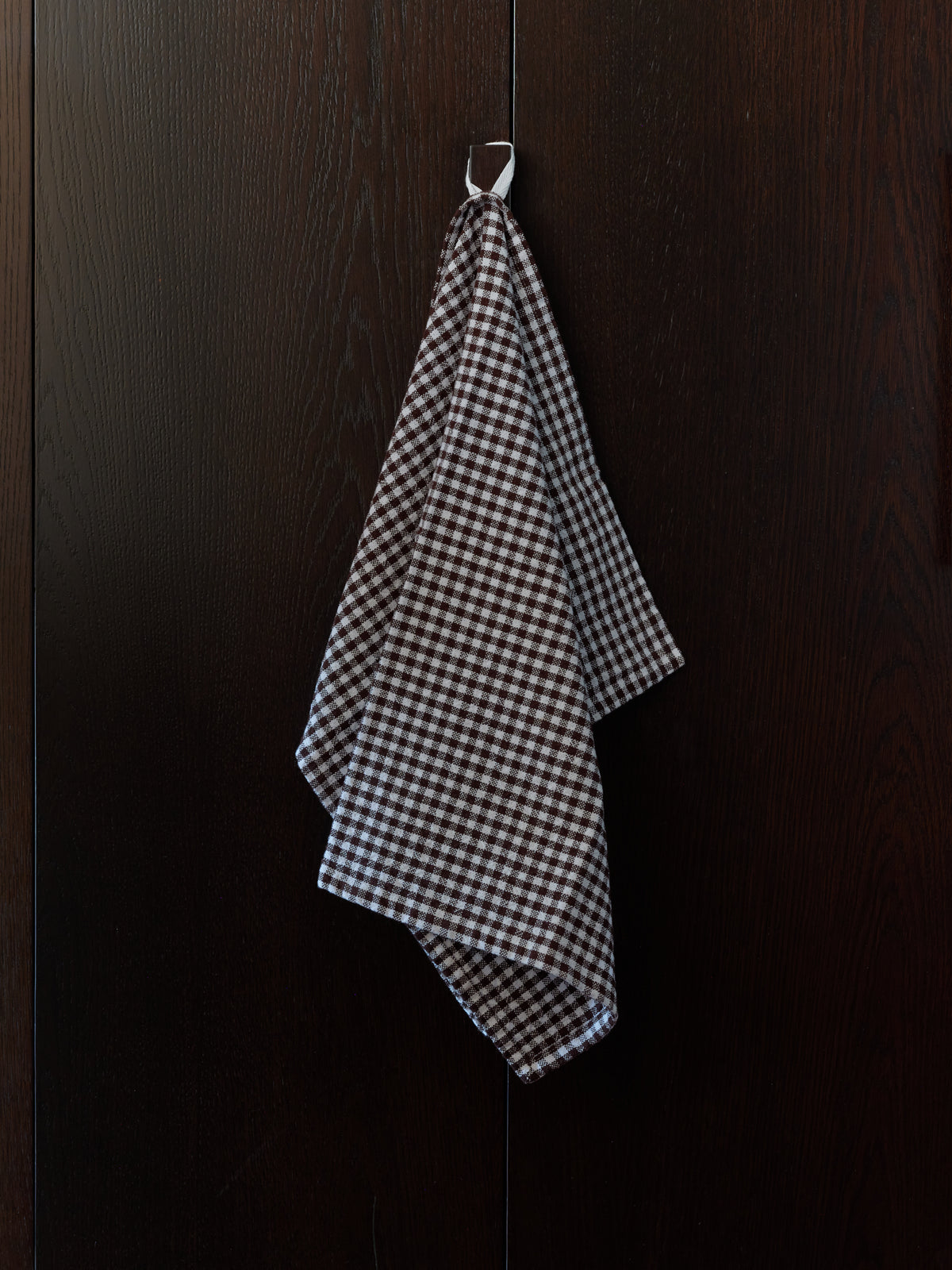 Gingham Washed Cotton Tea Towel Cocoa / 50x70cm