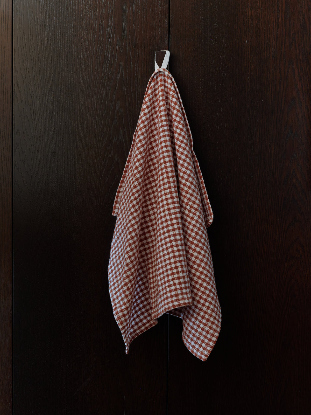 Gingham Washed Cotton Tea Towel Brick / 50x70cm