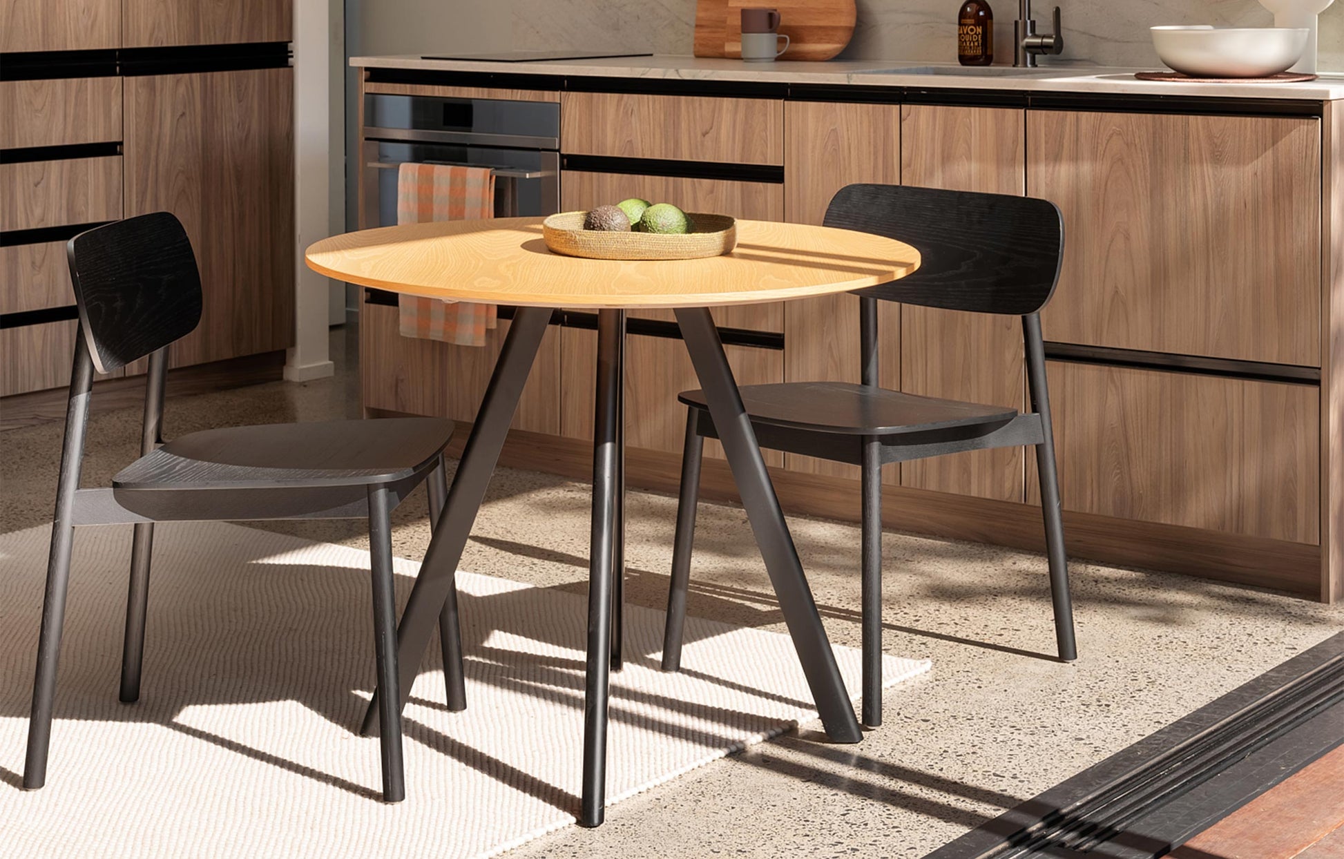 Assembly Round Dining Table Oak/Black / Small
