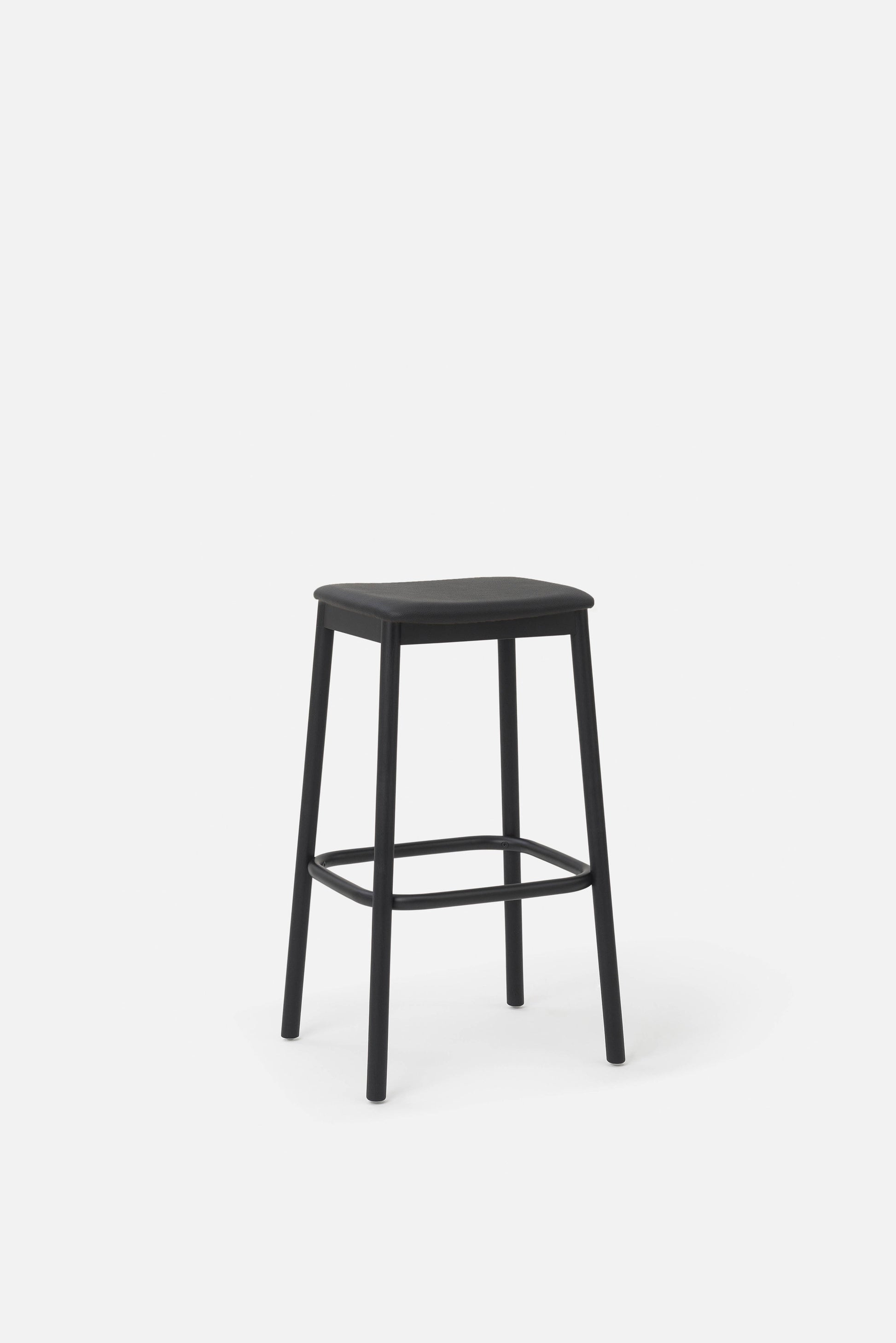 Radial Stool w/Leather Seat Black / 78cmh