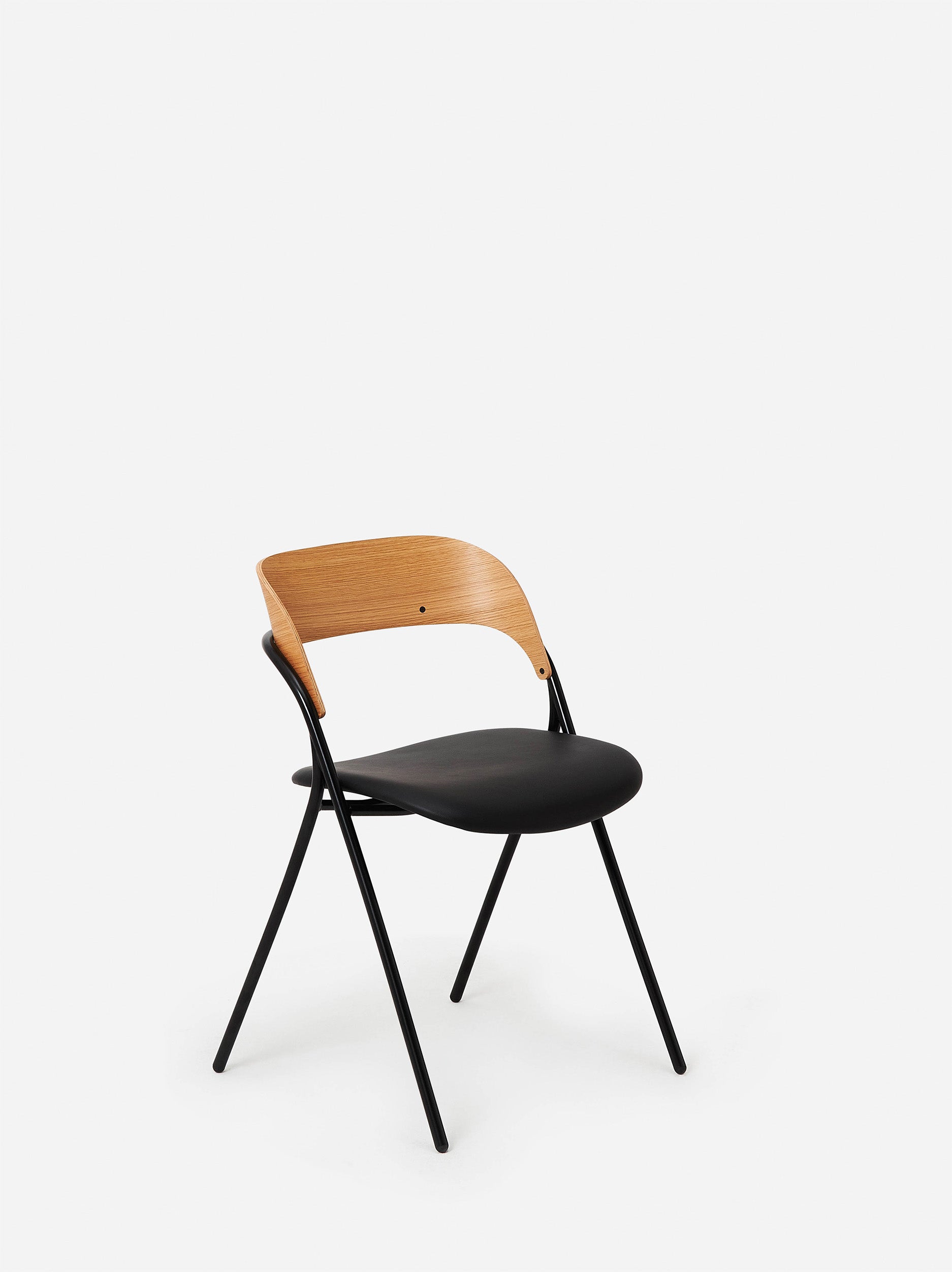 Trace Dining Chair w/Leather Seat Oak/Black / One Size