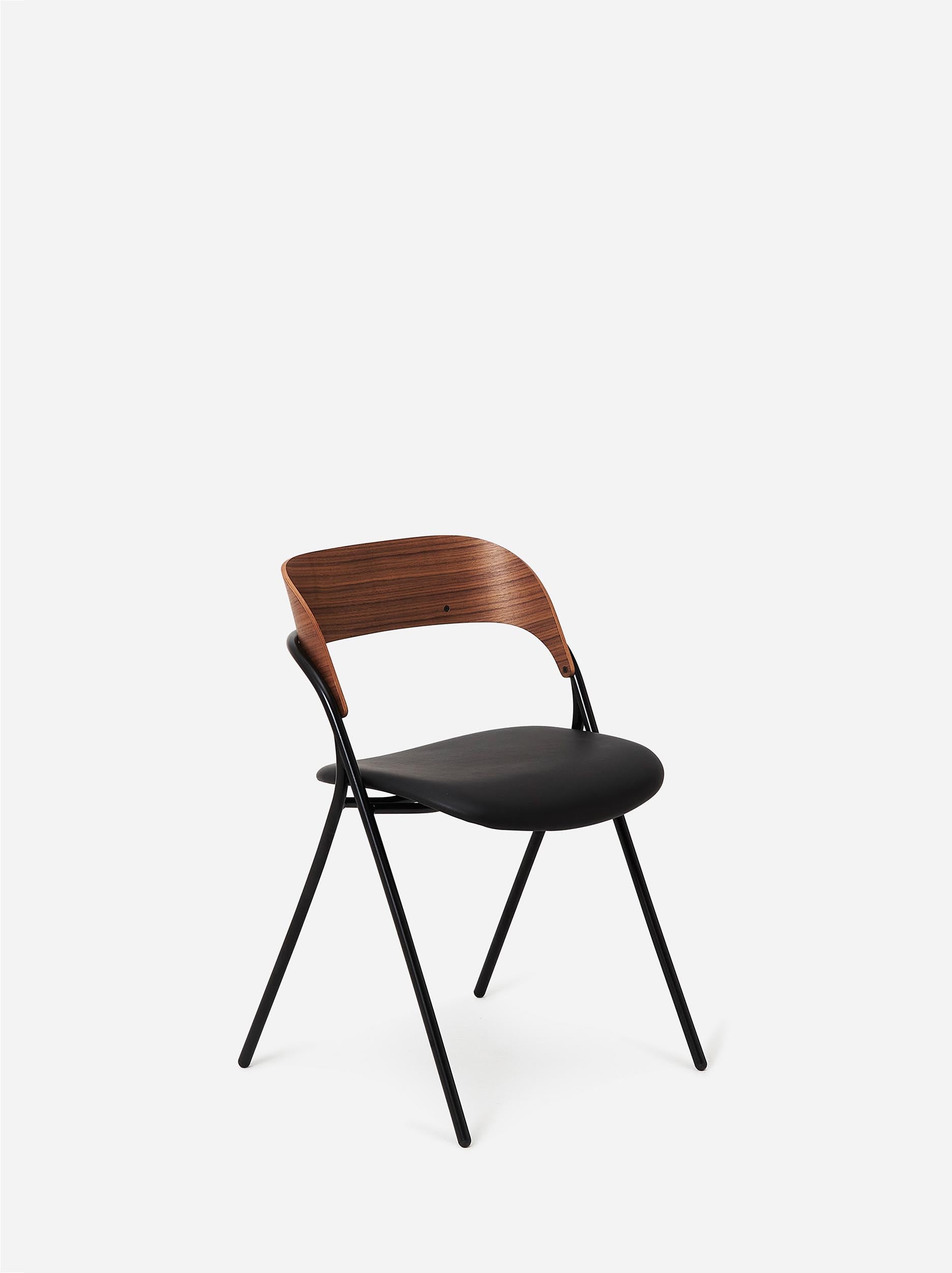 Trace Dining Chair w/ Leather Seat Walnut/Black / One Size
