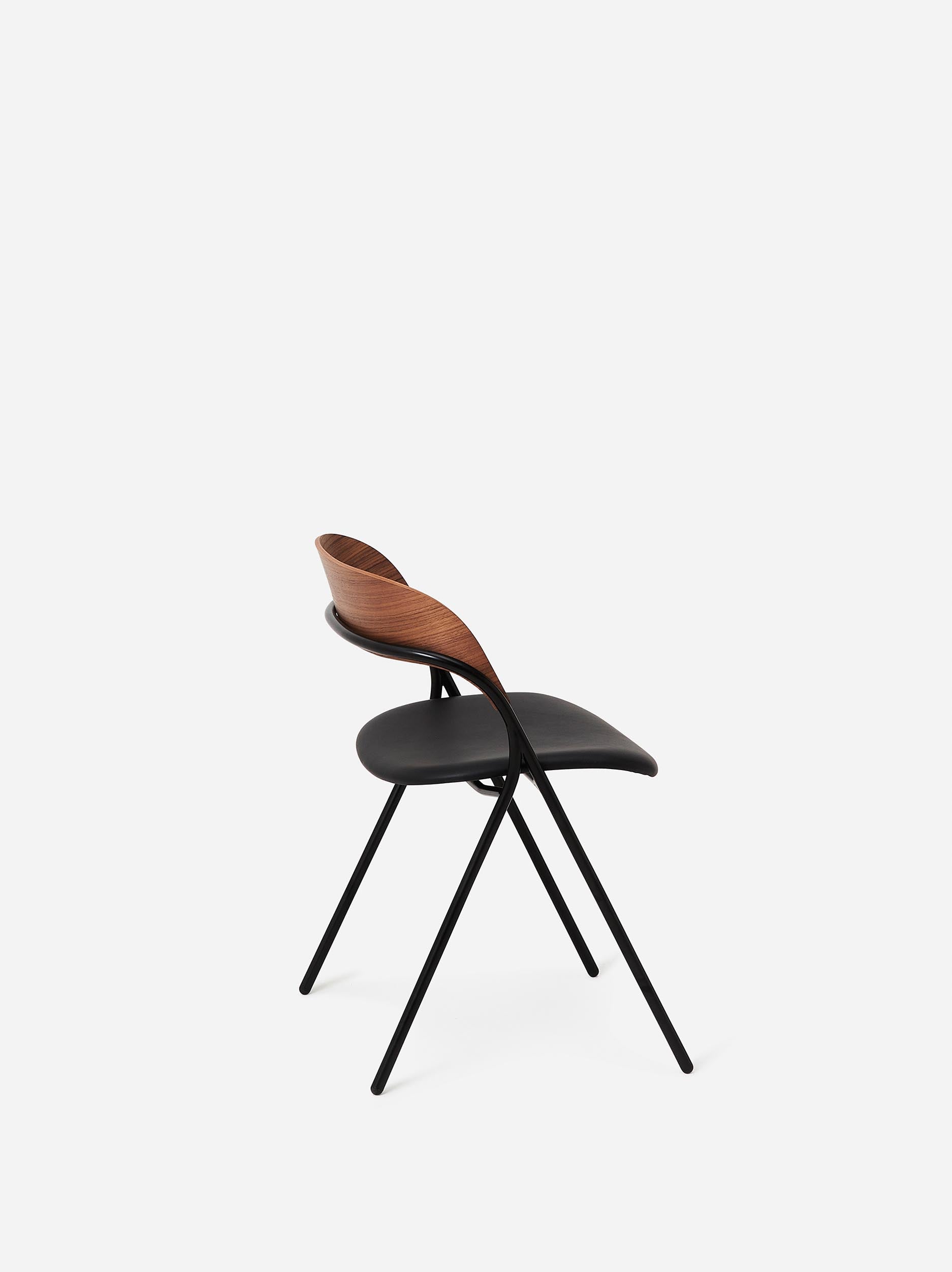 Trace Dining Chair w/ Leather Seat Walnut/Black / One Size