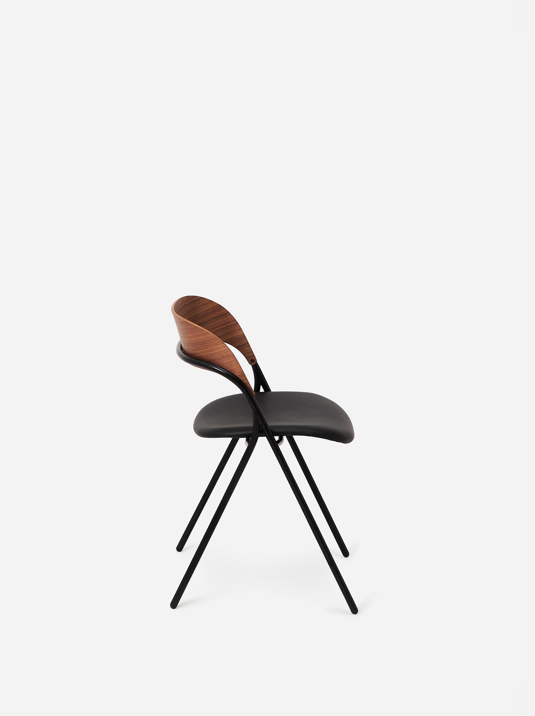 Trace Dining Chair w/ Leather Seat Walnut/Black / One Size