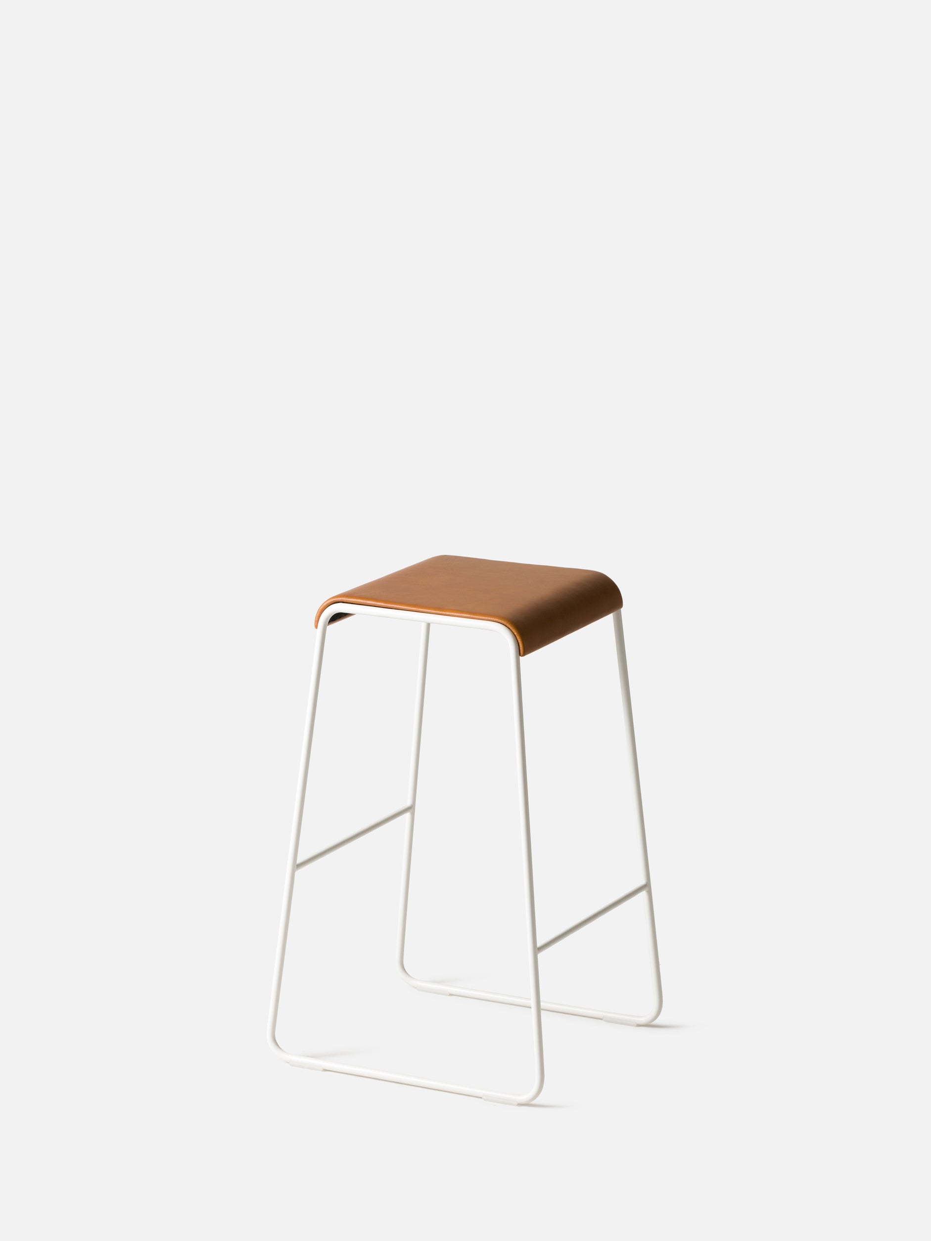 S2 Barstool White/Tan Leather / Medium