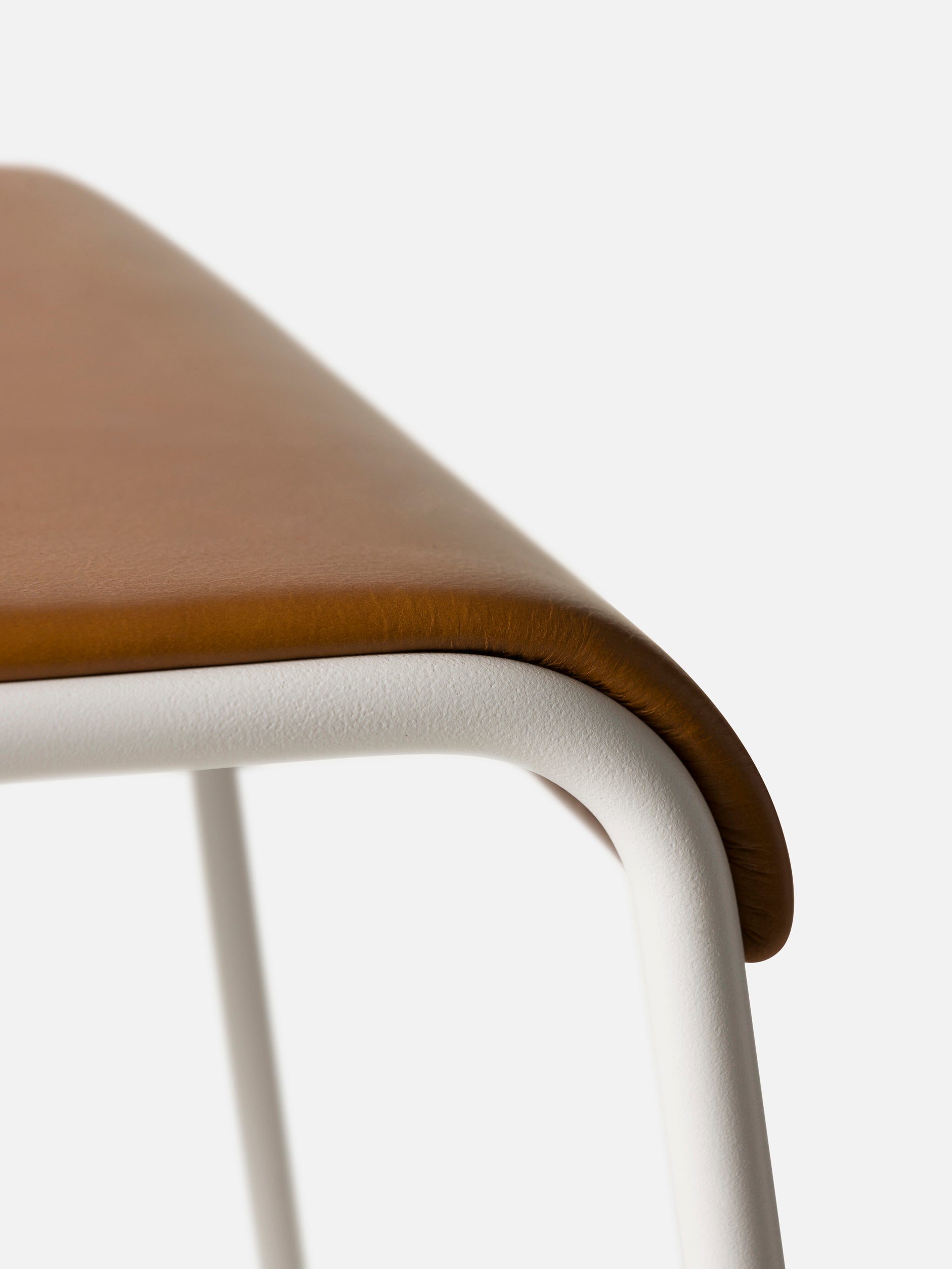 S2 Barstool White/Tan Leather / Medium