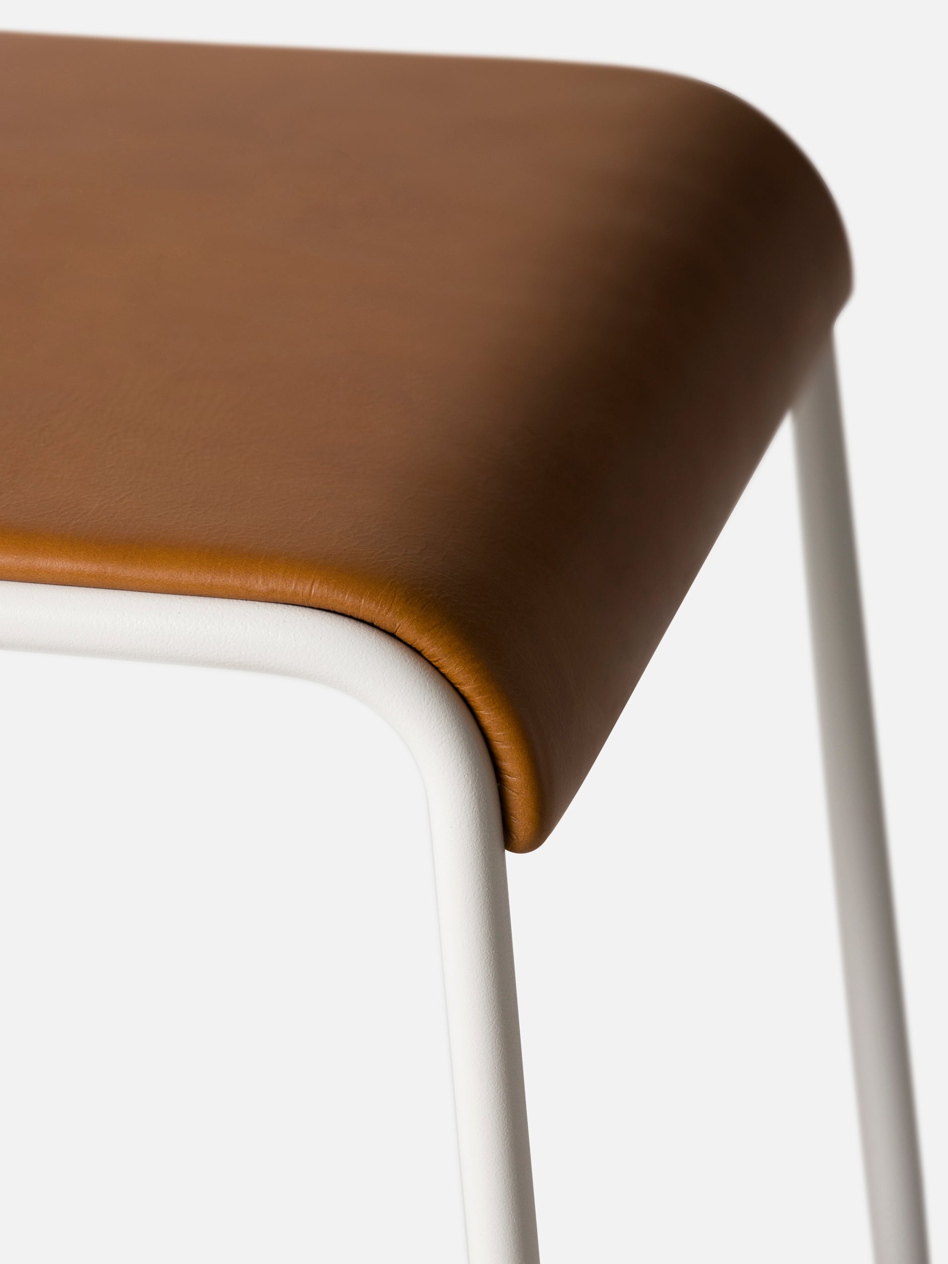S2 Barstool White/Tan Leather / Small