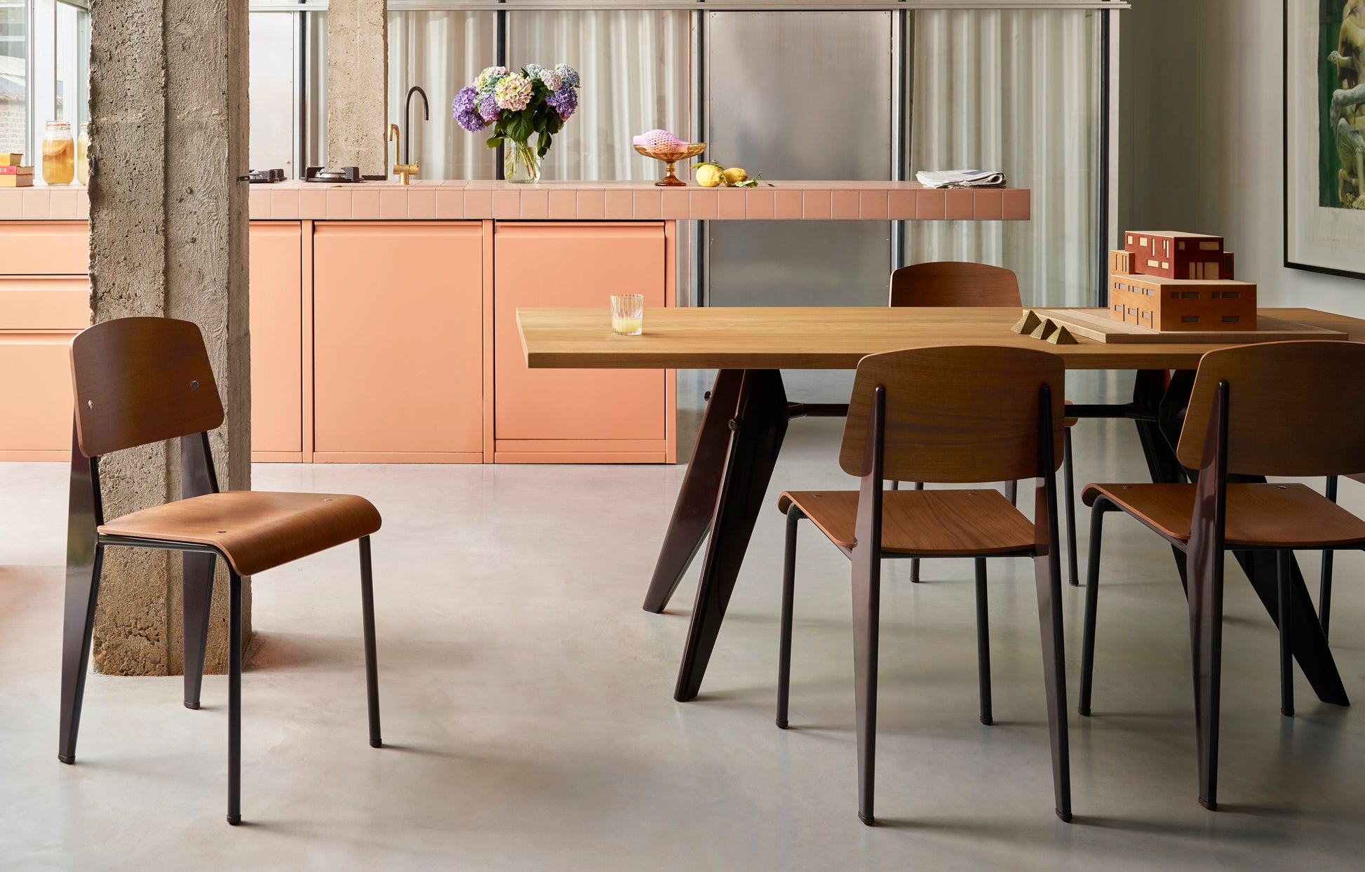Vitra EM Table Oak/Black / 200x90x74cmh