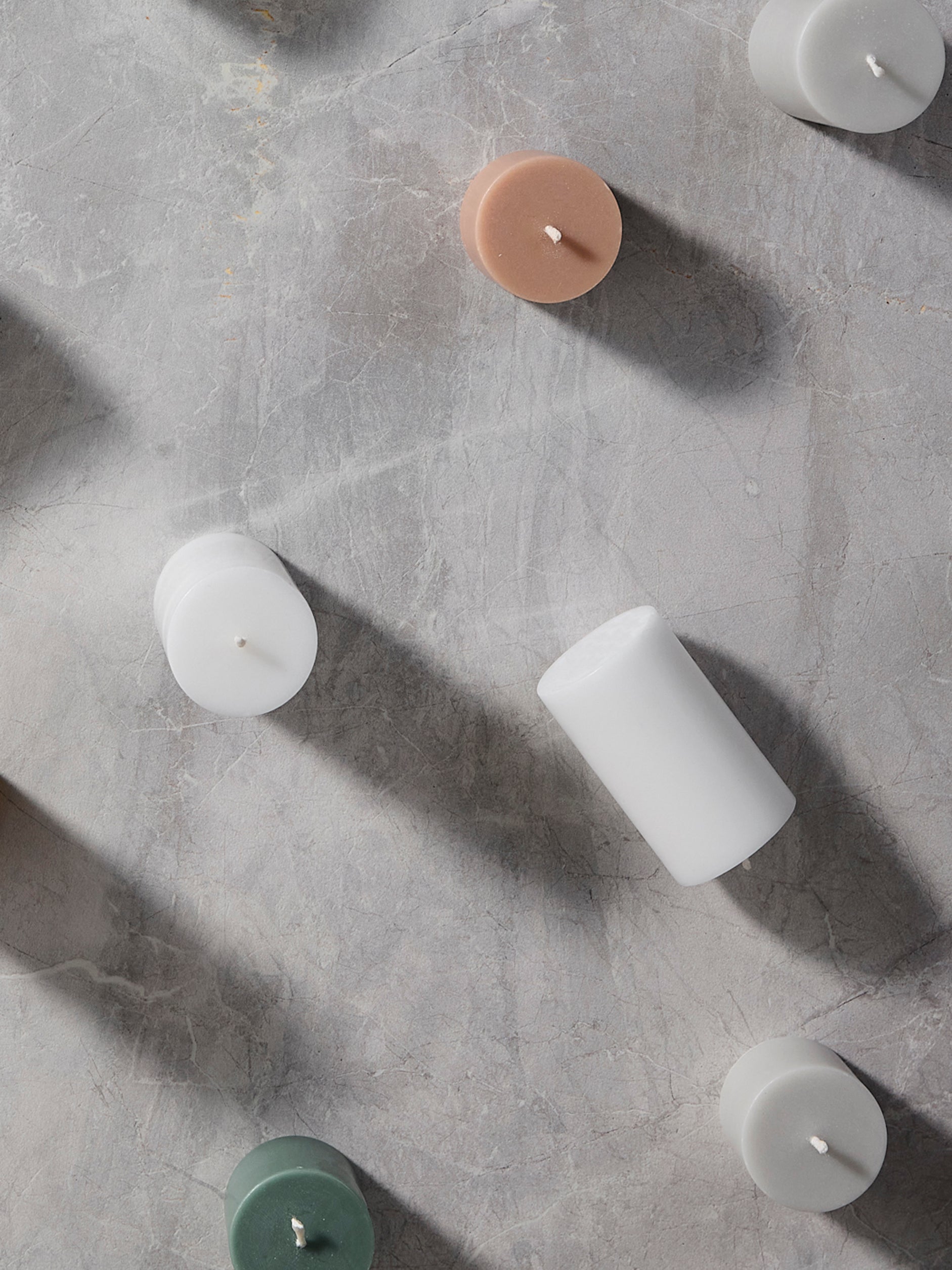 Pillar Candle Set/4 White / Medium